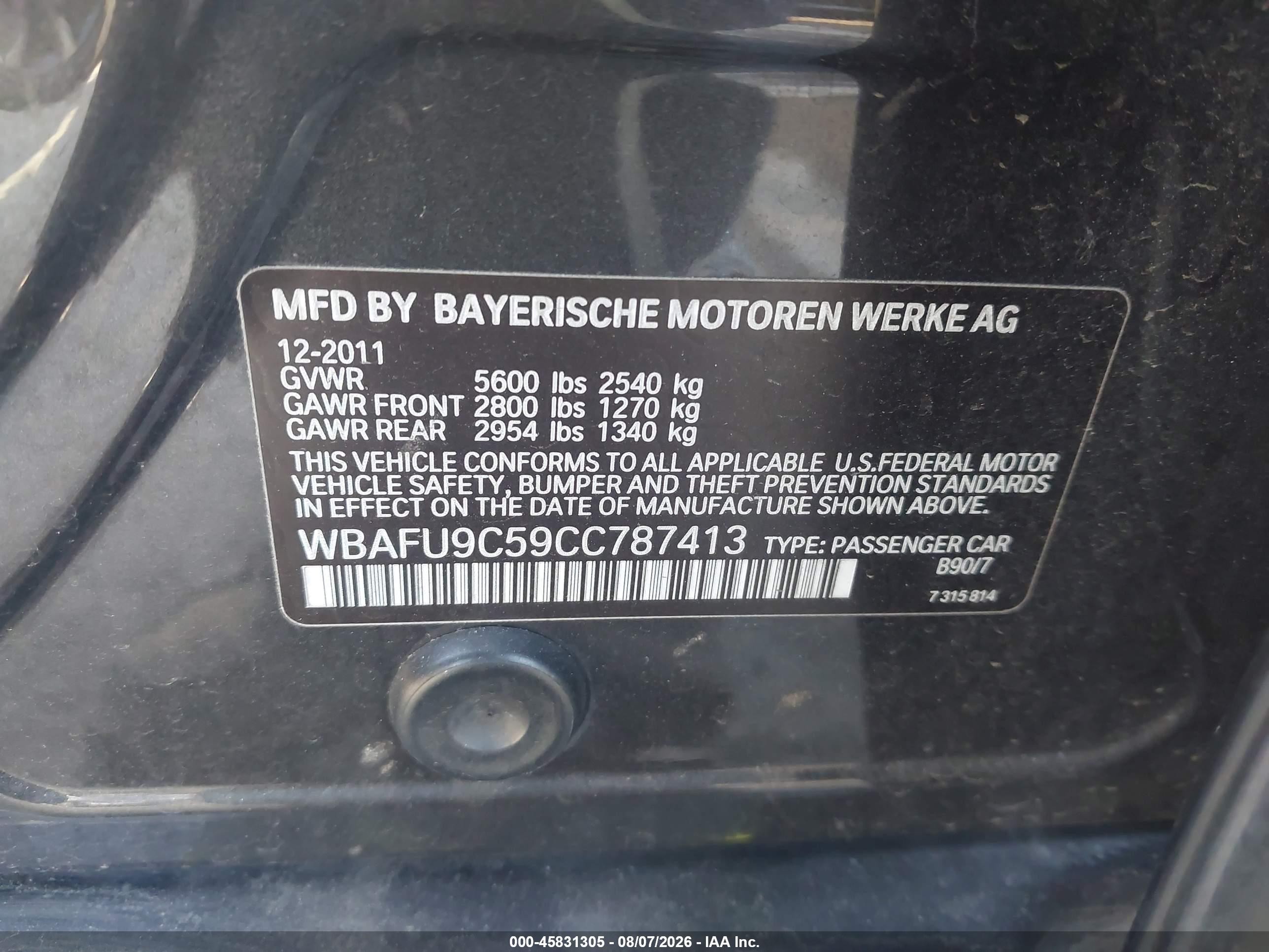 2012 Bmw 550i Xdrive Black vin: WBAFU9C59CC787413