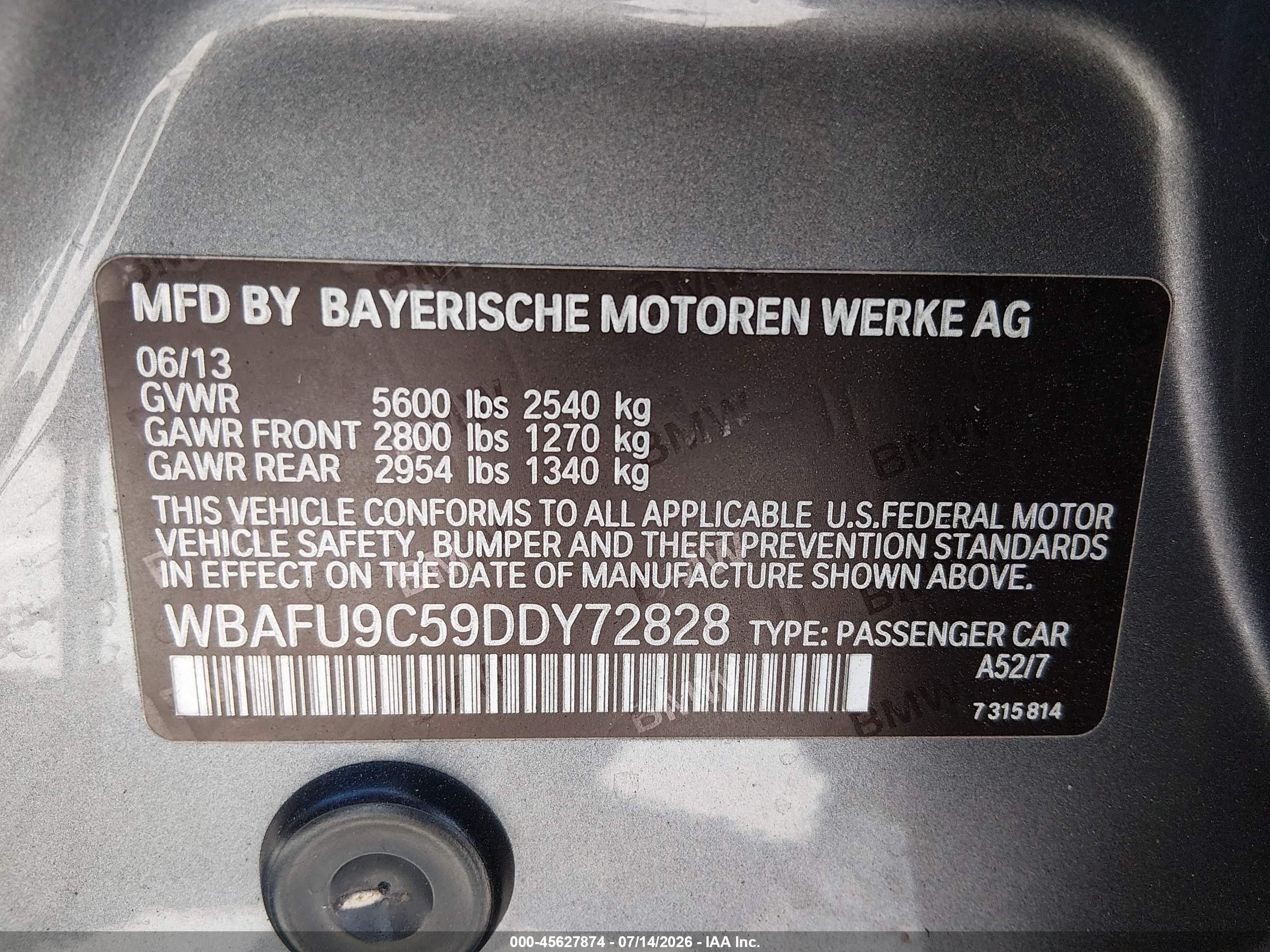 2013 Bmw 550i Xdrive Серый vin: WBAFU9C59DDY72828