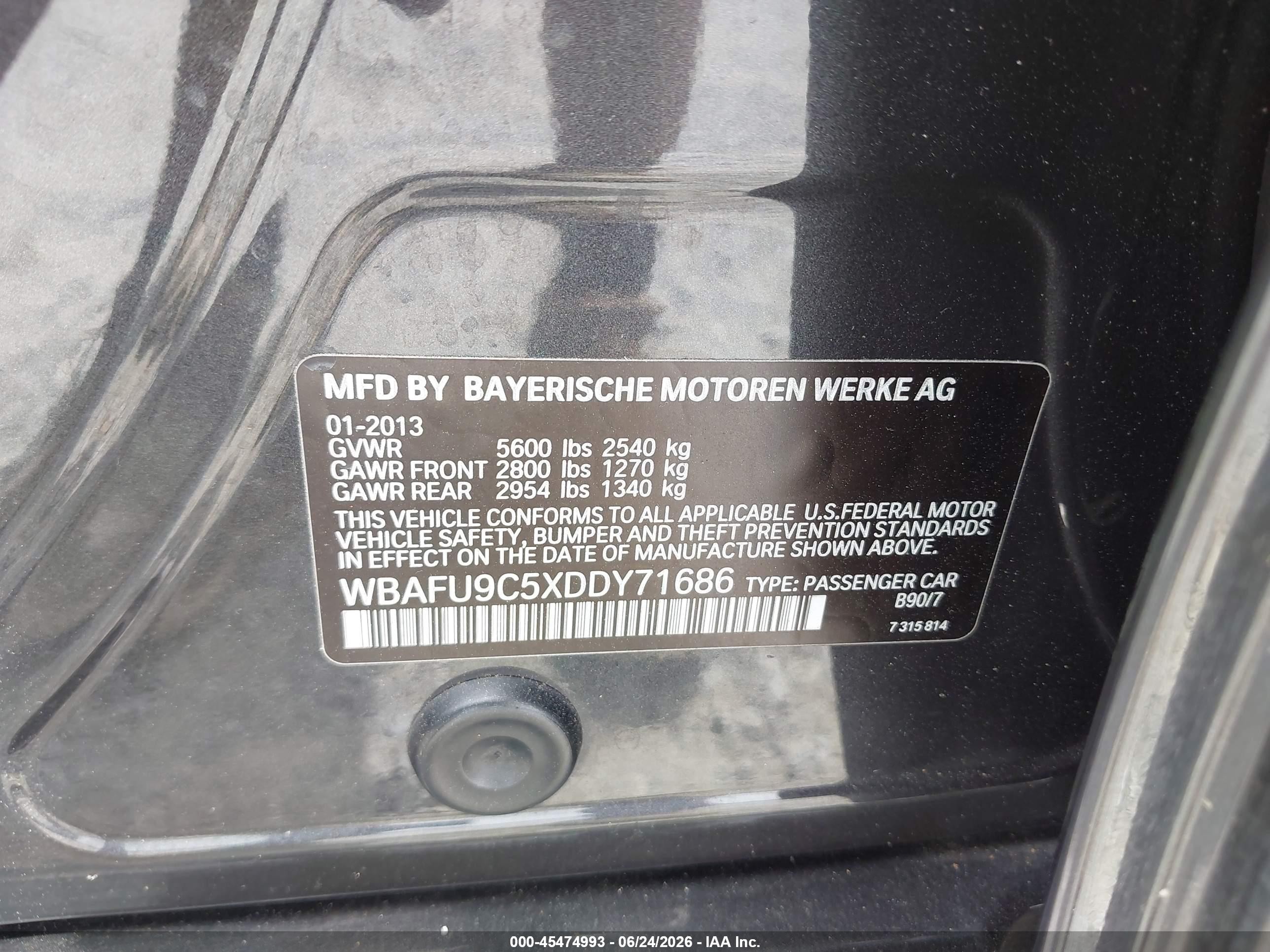 2013 Bmw 550i Xdrive Черный vin: WBAFU9C5XDDY71686