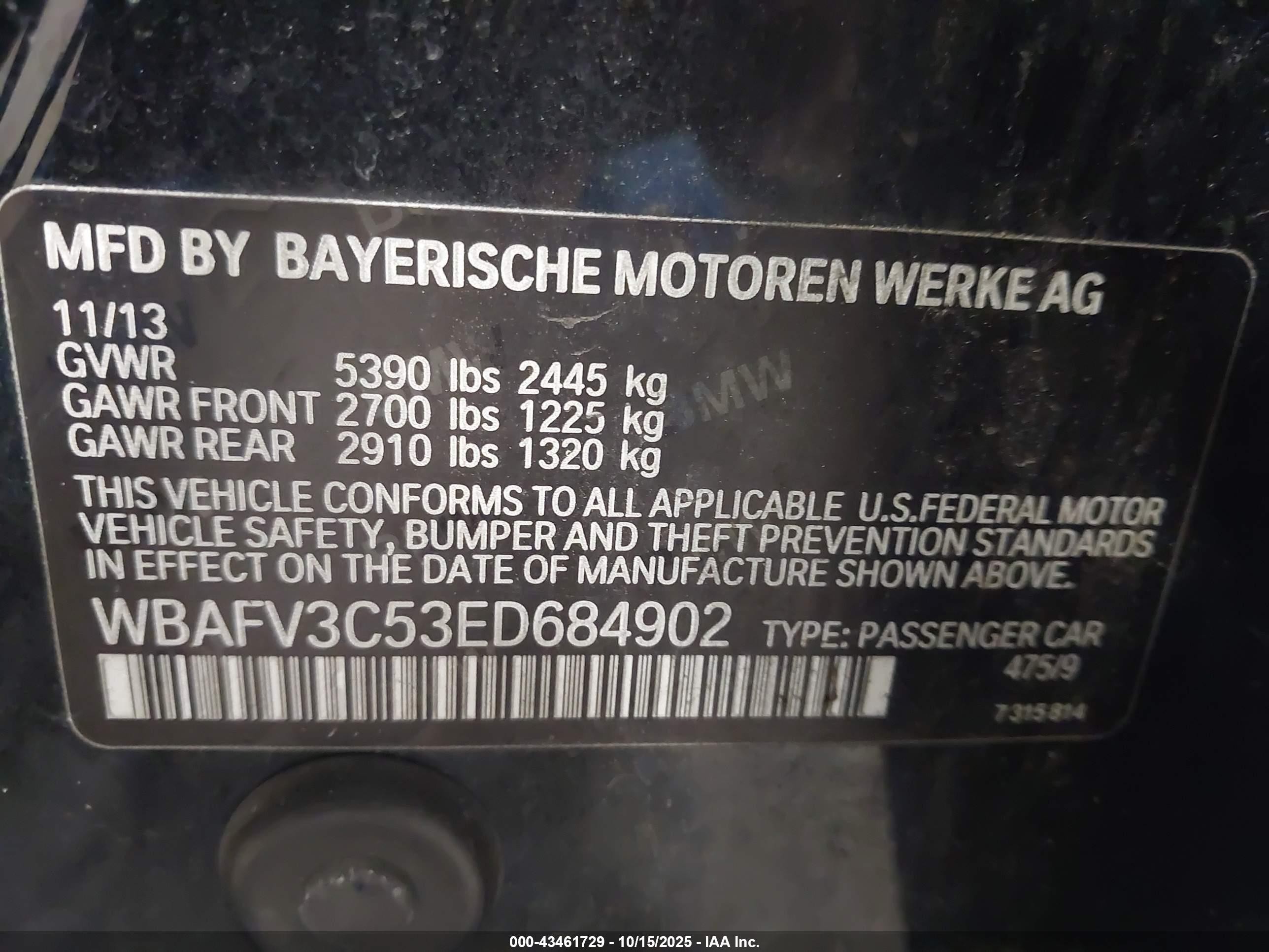 2014 Bmw 535d Xdrive Black vin: WBAFV3C53ED684902