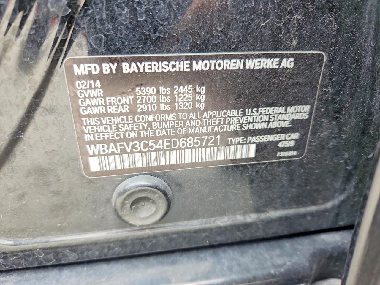 2014 Bmw 535 D Xdrive Черный vin: WBAFV3C54ED685721