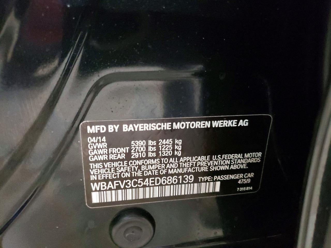 2014 Bmw 535 D Xdrive Black vin: WBAFV3C54ED686139
