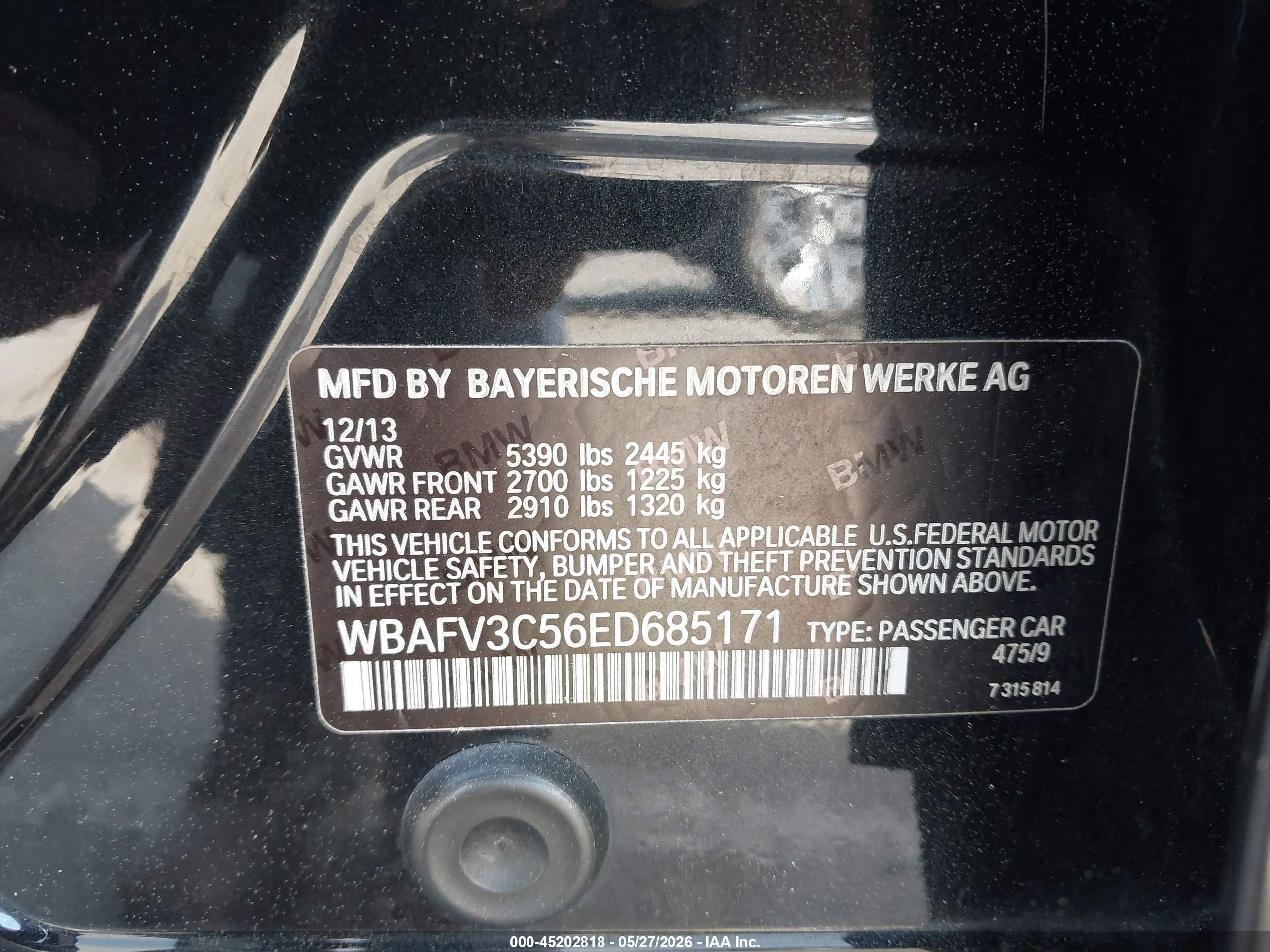2014 Bmw 535d Xdrive Black vin: WBAFV3C56ED685171