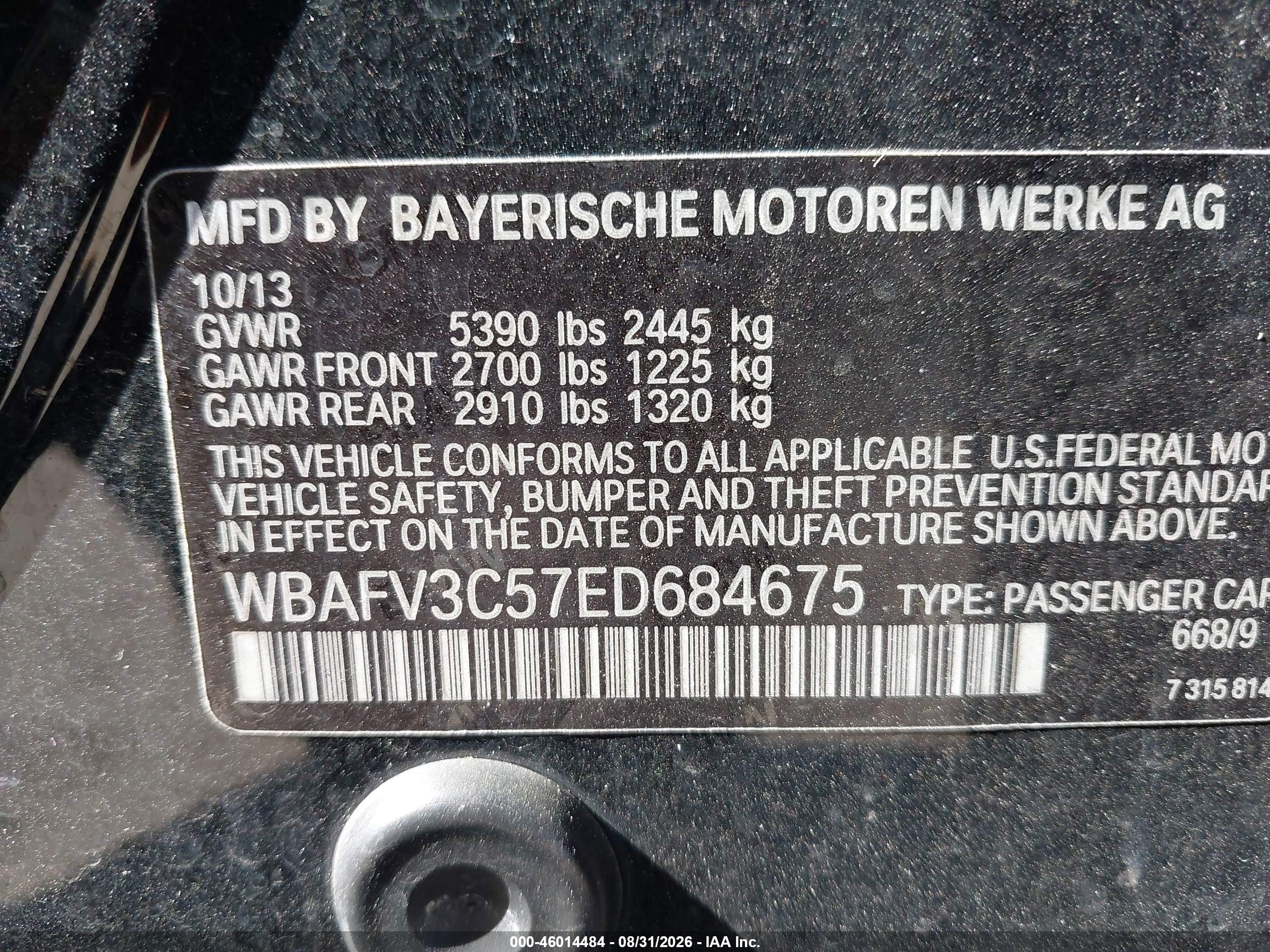 2014 Bmw 535d Xdrive Black vin: WBAFV3C57ED684675