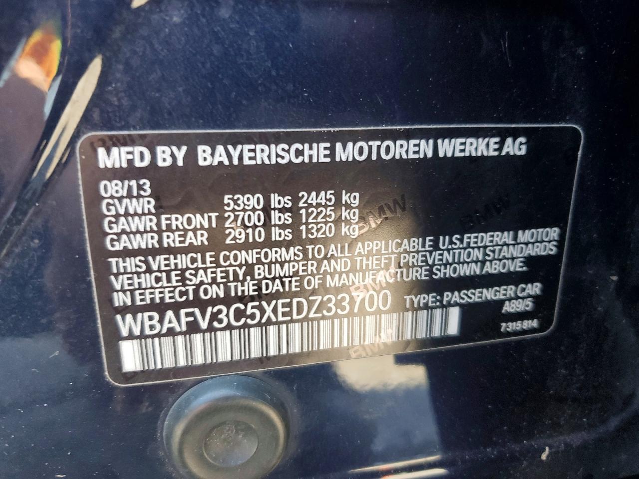 2014 Bmw 535 D Xdrive Синий vin: WBAFV3C5XEDZ33700