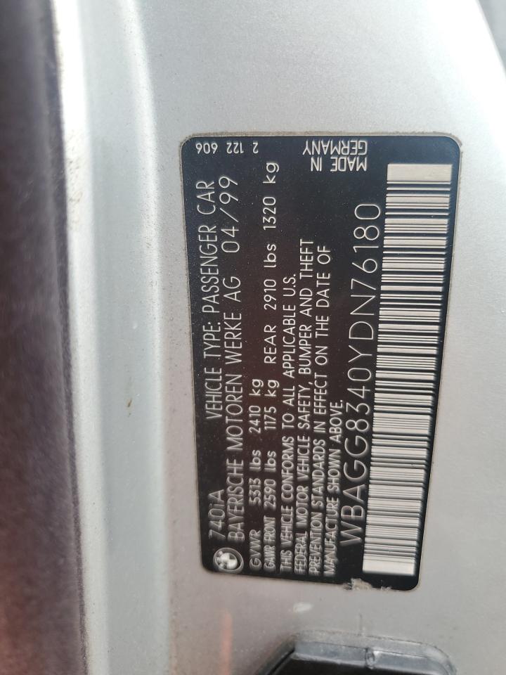2000 Bmw 740 I Automatic Silver vin: WBAGG8340YDN76180
