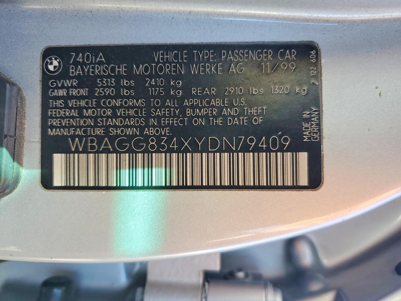 2000 Bmw 740 I Automatic Silver vin: WBAGG834XYDN79409