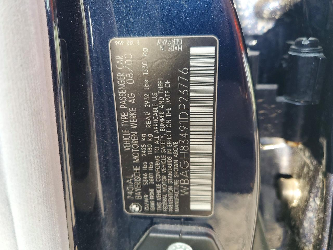 2001 Bmw 740 Il Black vin: WBAGH83491DP23776