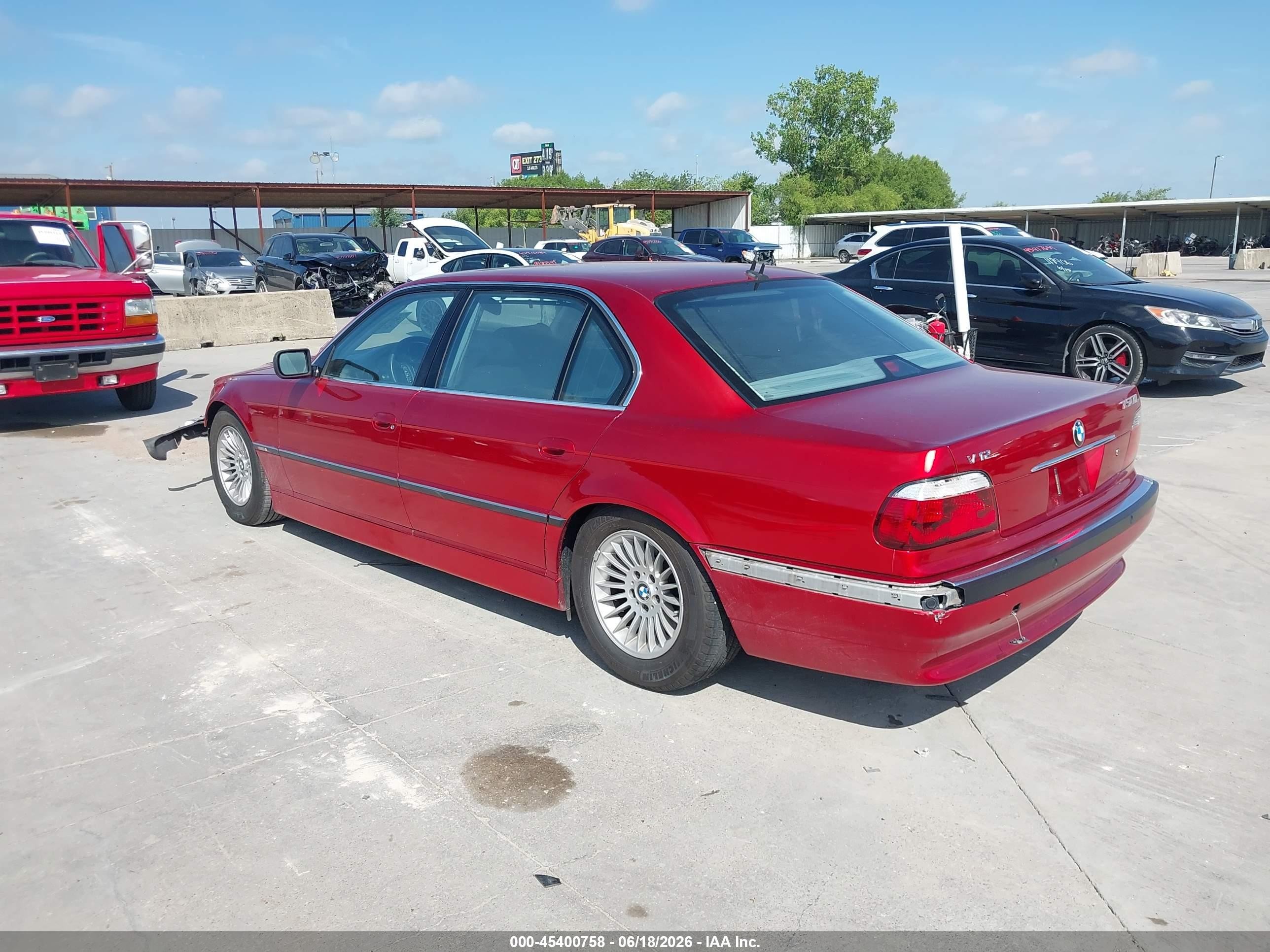 2001 Bmw 750il   Красный vin: WBAGJ03461DD74780