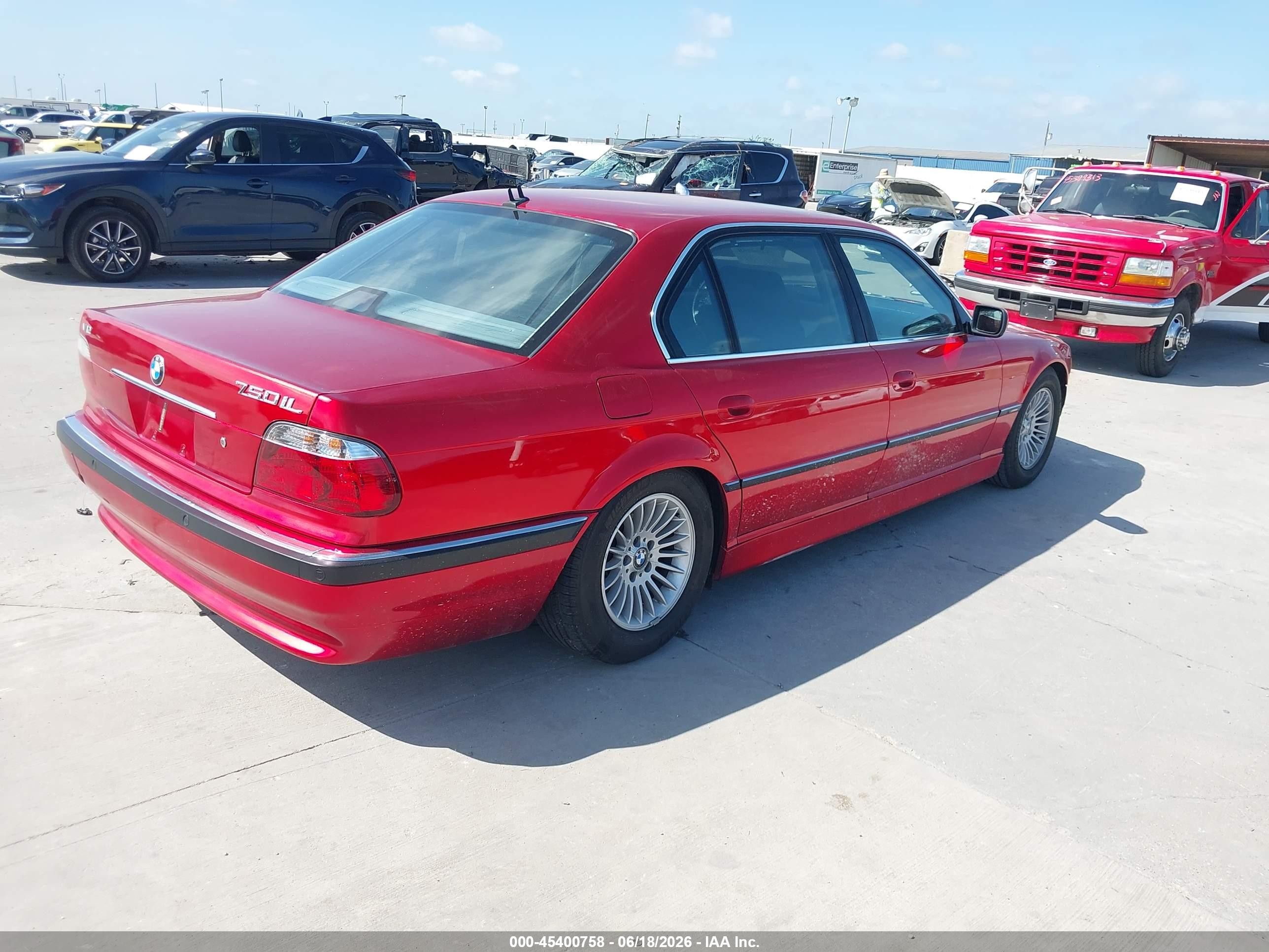 2001 Bmw 750il   Красный vin: WBAGJ03461DD74780