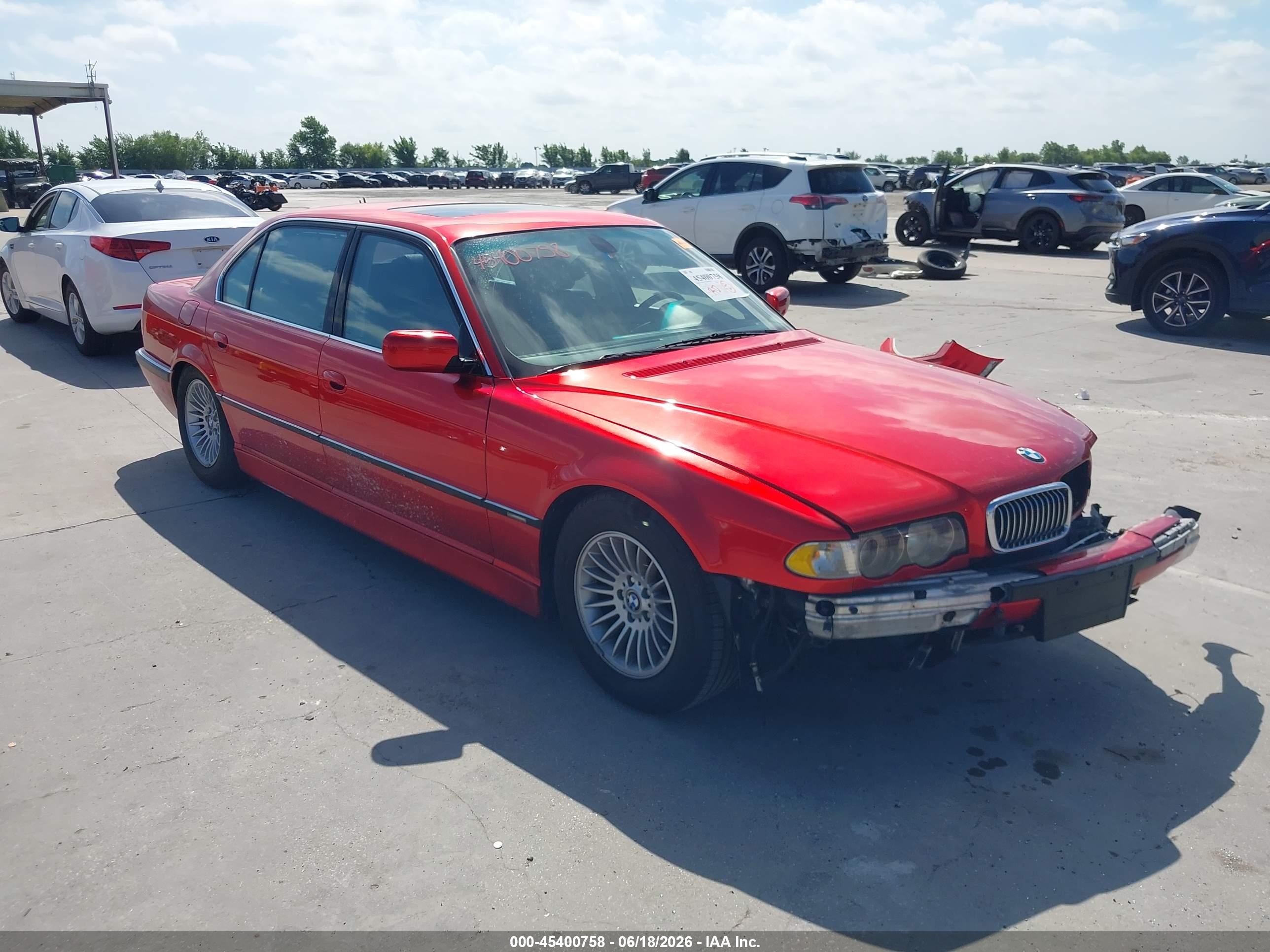 2001 Bmw 750il   Красный vin: WBAGJ03461DD74780