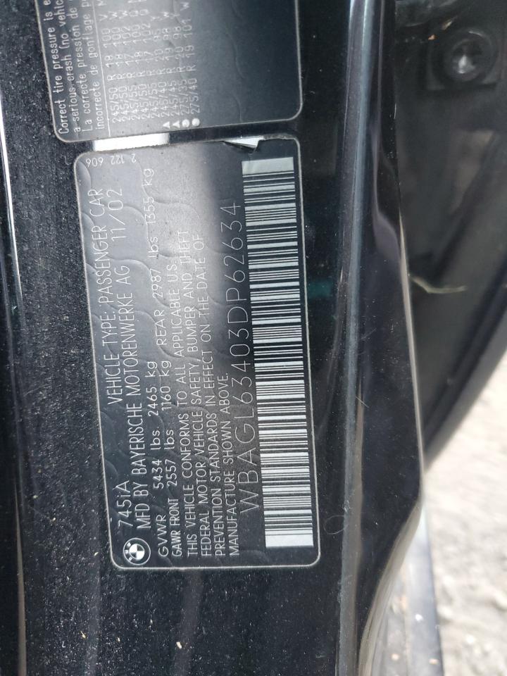 2003 Bmw 745 I Black vin: WBAGL63403DP62634