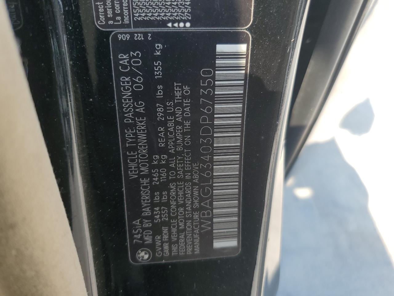 2003 Bmw 745 I Black vin: WBAGL63403DP67350