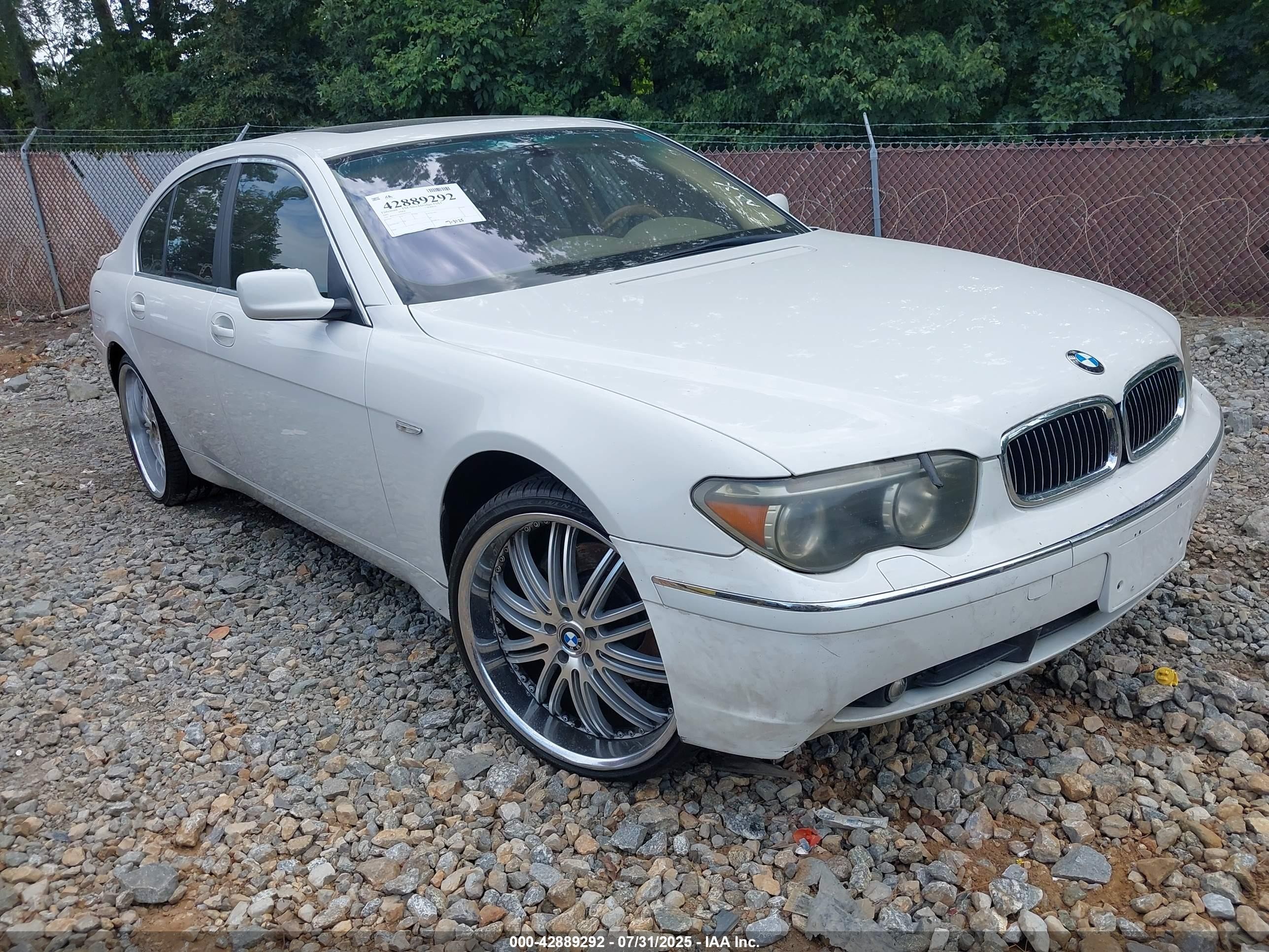 2002 Bmw 7 Series 745i White vin: WBAGL63442DP51733