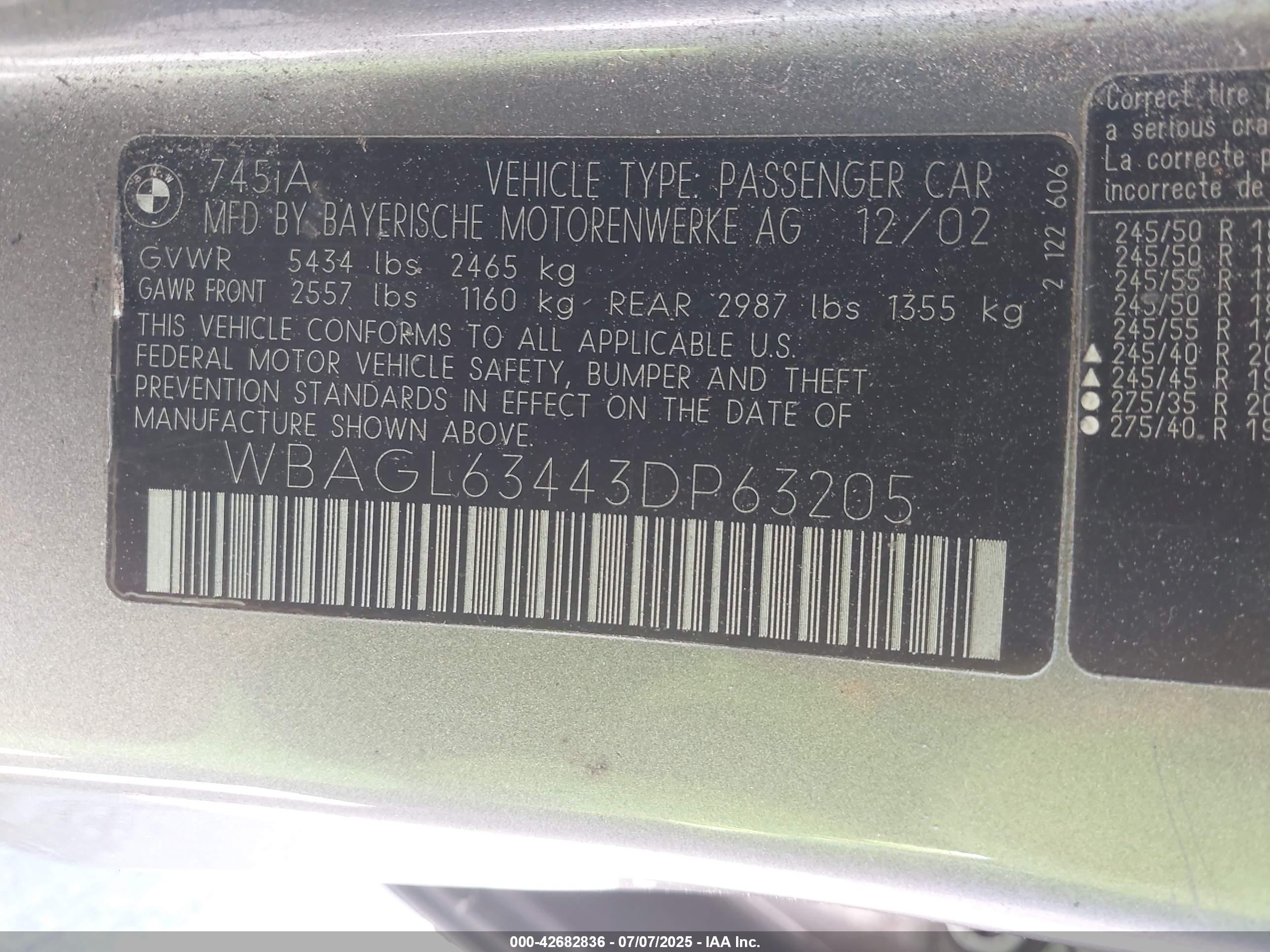 2003 Bmw 745i   Gray vin: WBAGL63443DP63205