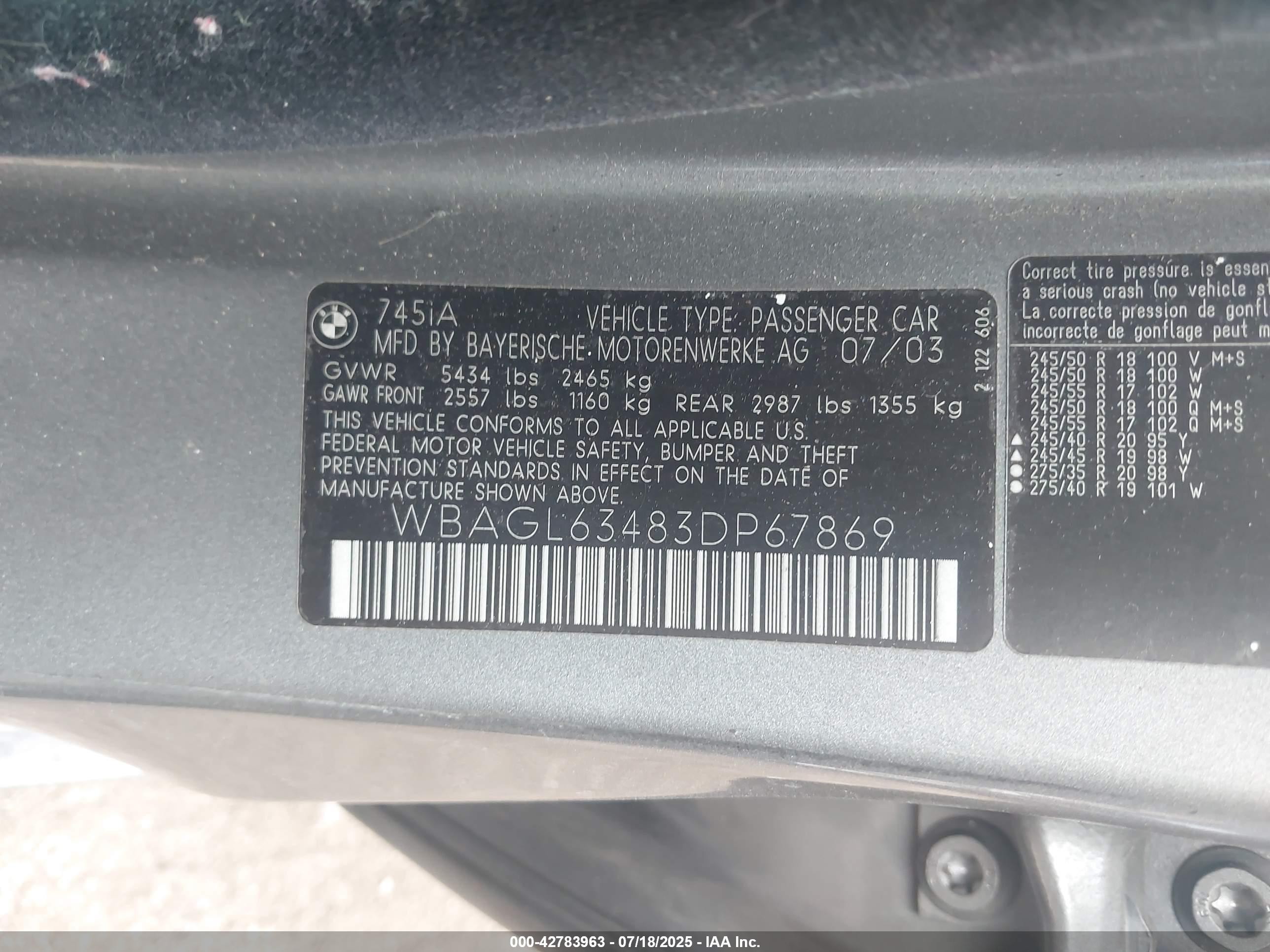 2003 Bmw 745i   Gray vin: WBAGL63483DP67869
