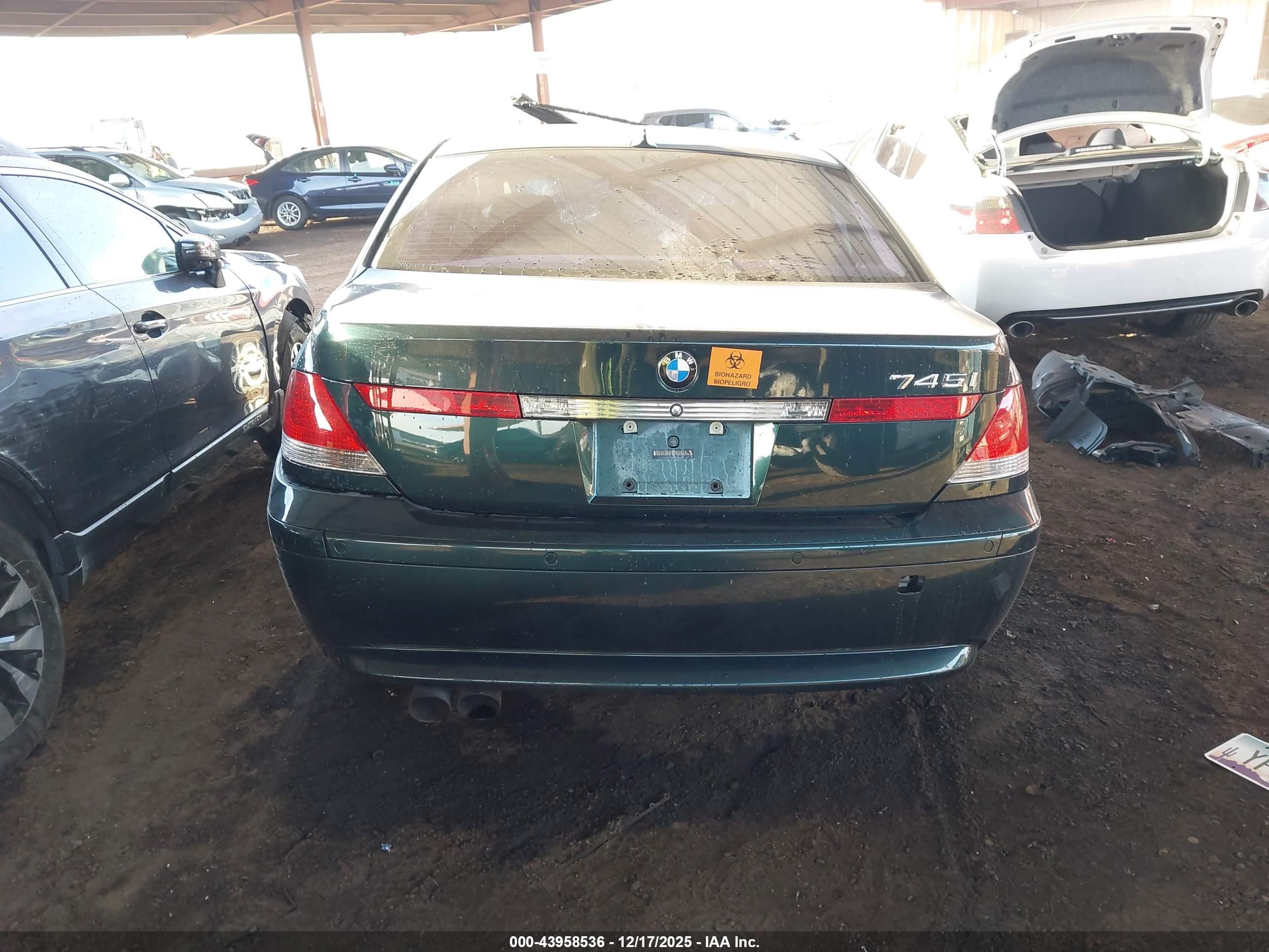 2002 Bmw 745i   Green vin: WBAGL63492DP58189