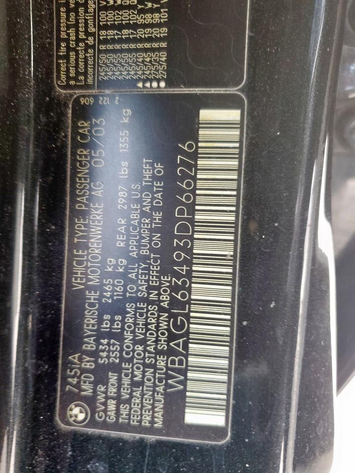 2003 Bmw 745 I Black vin: WBAGL63493DP66276