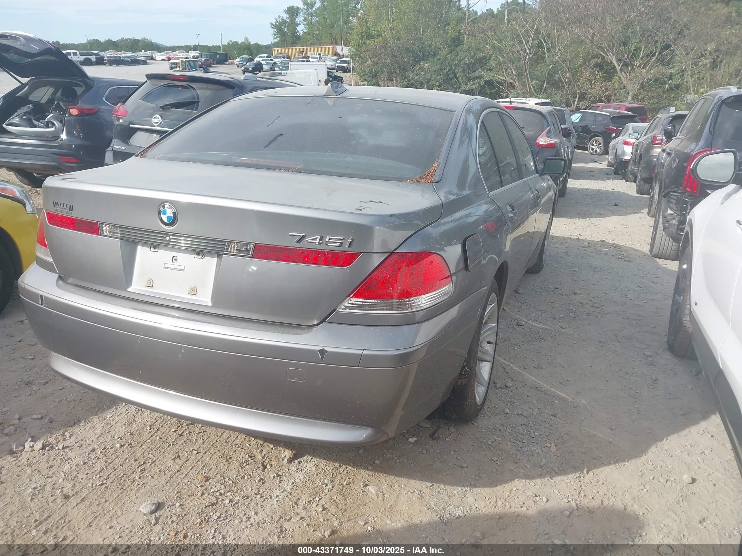 2003 Bmw 745i   Gray vin: WBAGL634X3DP67579