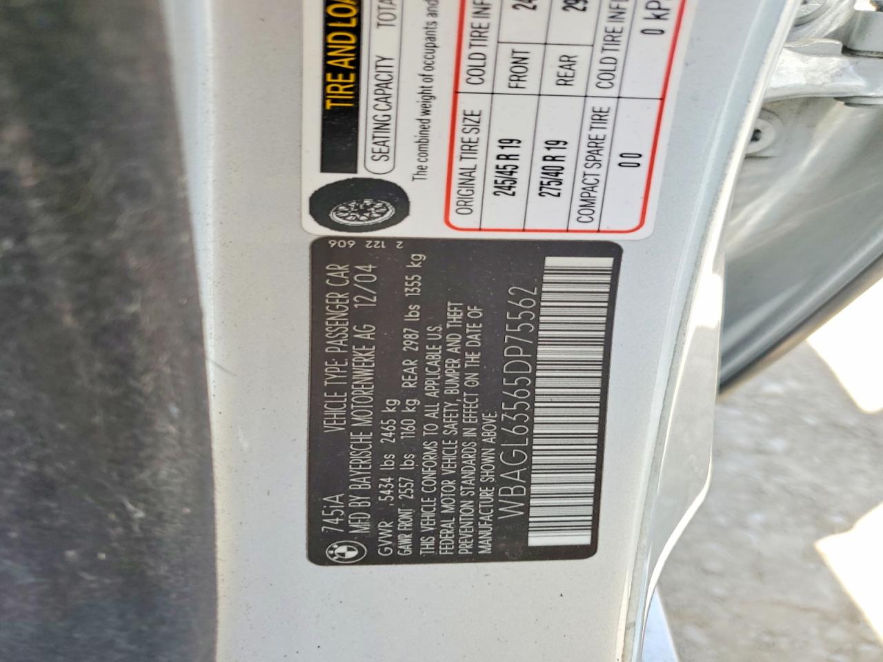 2005 Bmw 745 Серебряный vin: WBAGL63565DP75562