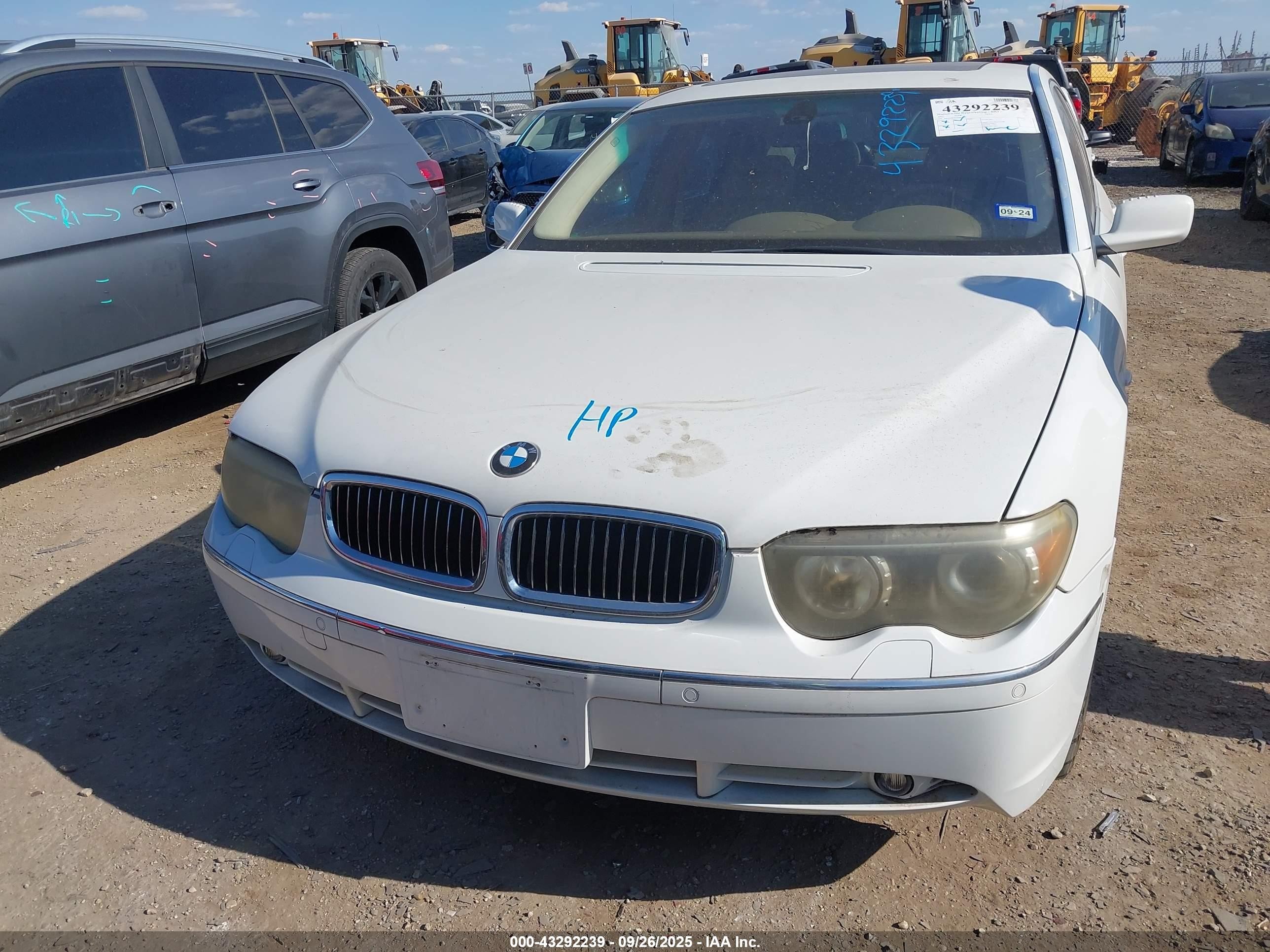 2002 Bmw 745li   White vin: WBAGN63452DR03657