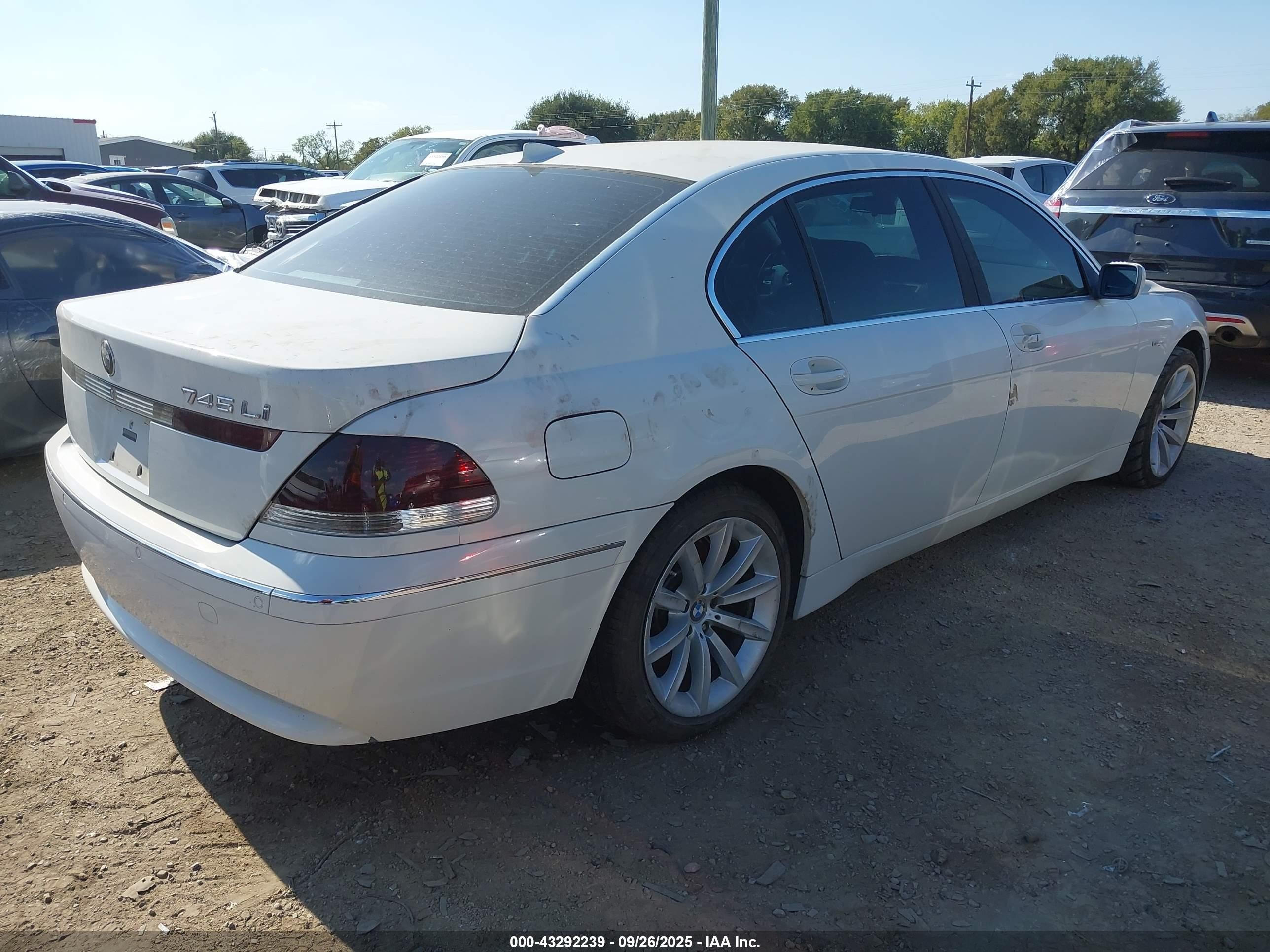2002 Bmw 745li   White vin: WBAGN63452DR03657