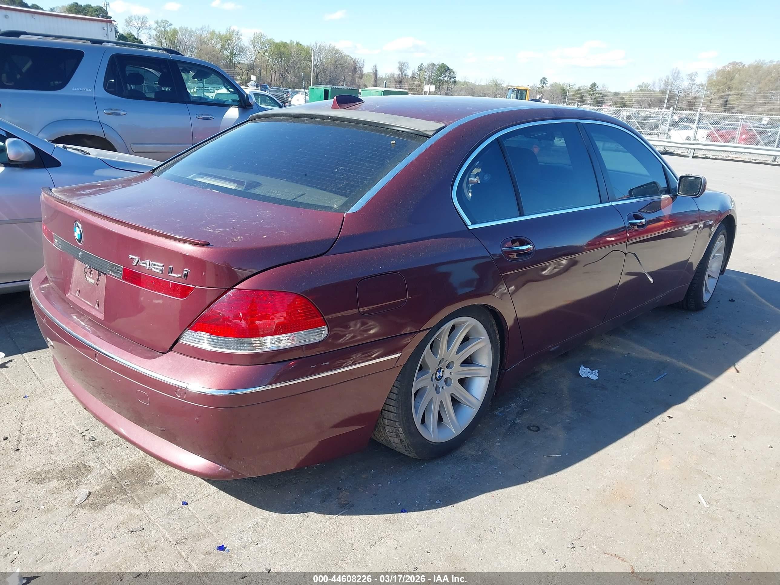 2005 Bmw 745li   Burgundy vin: WBAGN63505DS56159