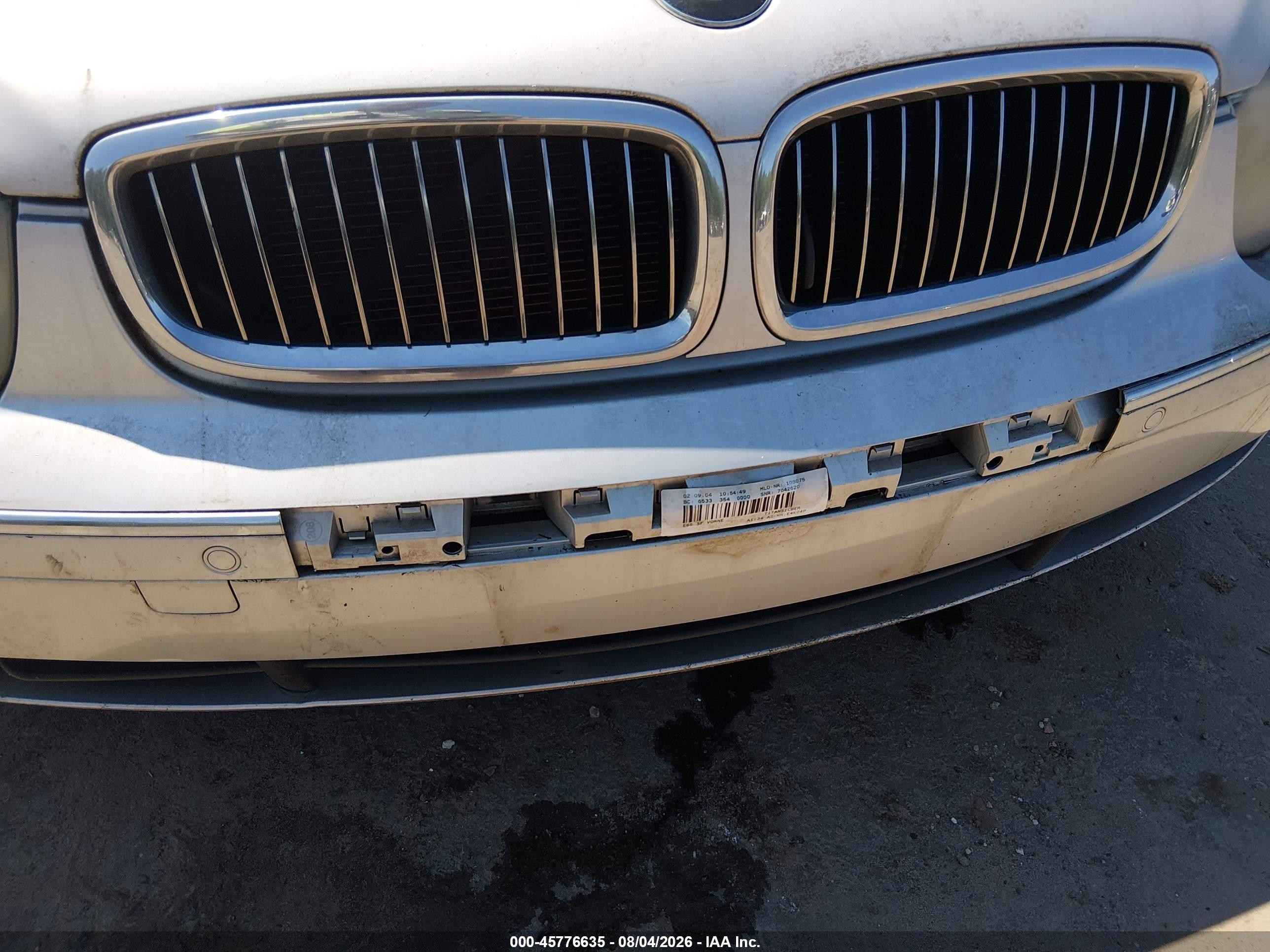 2005 Bmw 745li   Silver vin: WBAGN63575DS56403