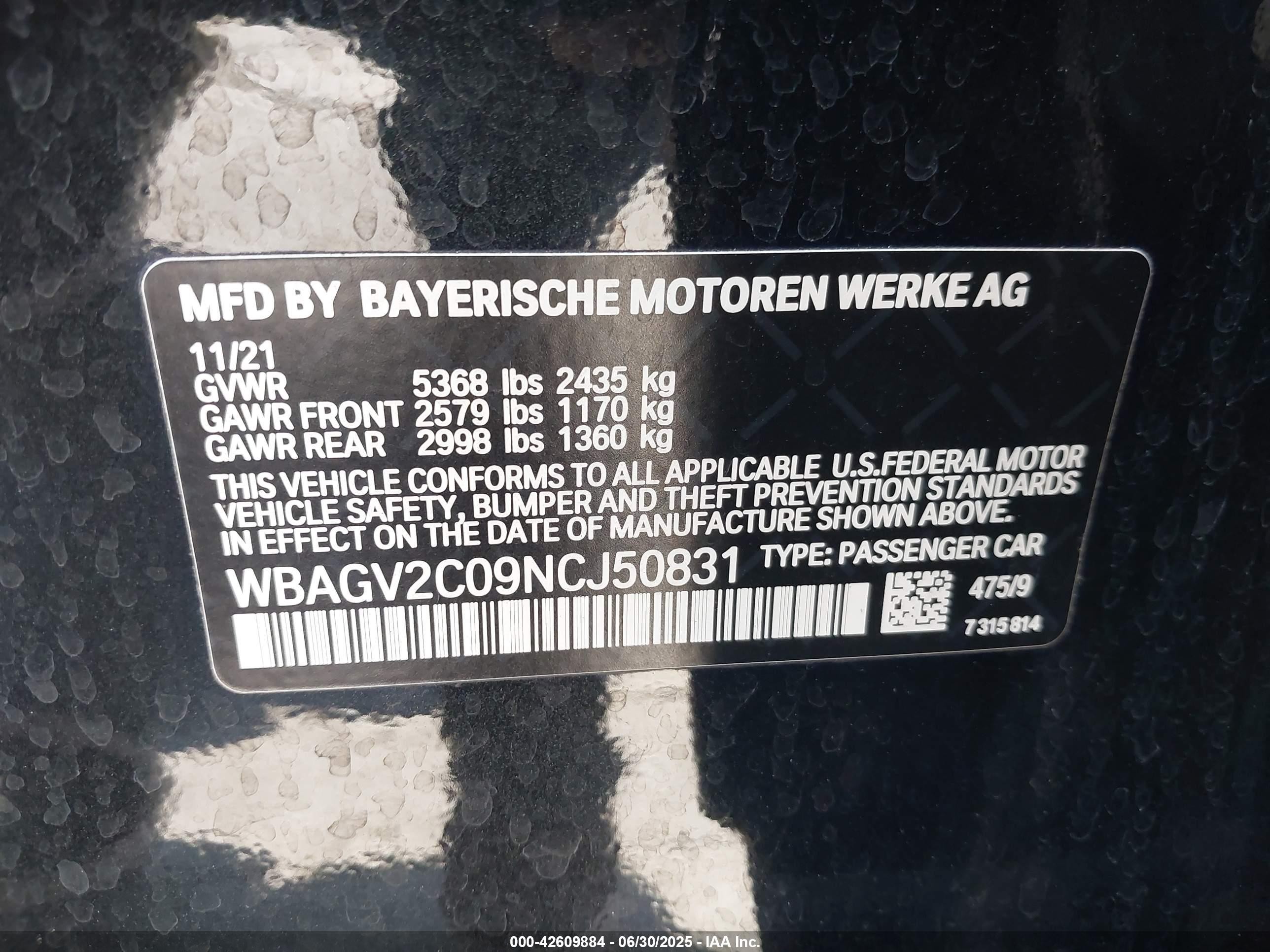 2022 Bmw 840 Gran Coupe I Black vin: WBAGV2C09NCJ50831
