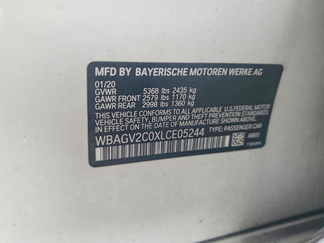 2020 Bmw 840i White vin: WBAGV2C0XLCE05244
