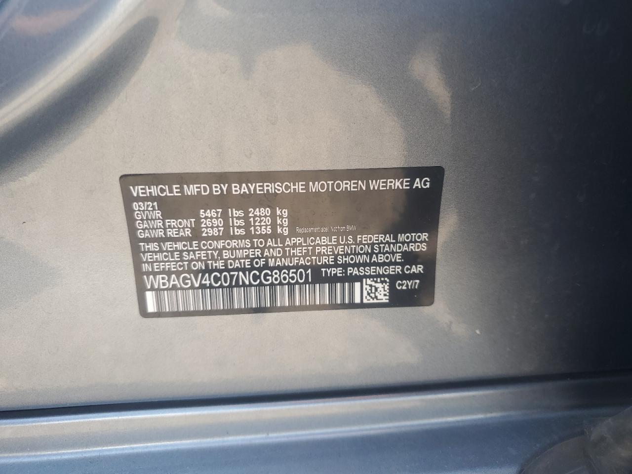 2022 Bmw 840xi    Gray vin: WBAGV4C07NCG86501