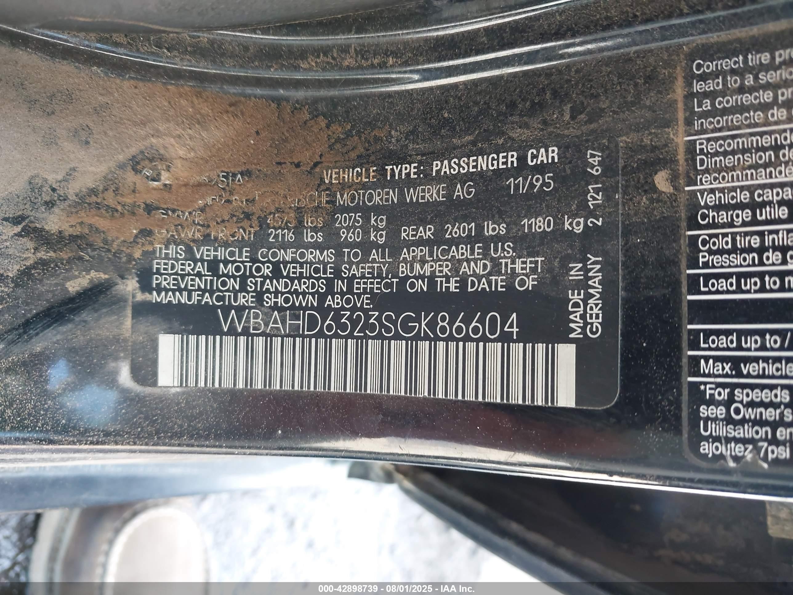 1995 Bmw 525 I Automatic Black vin: WBAHD6323SGK86604