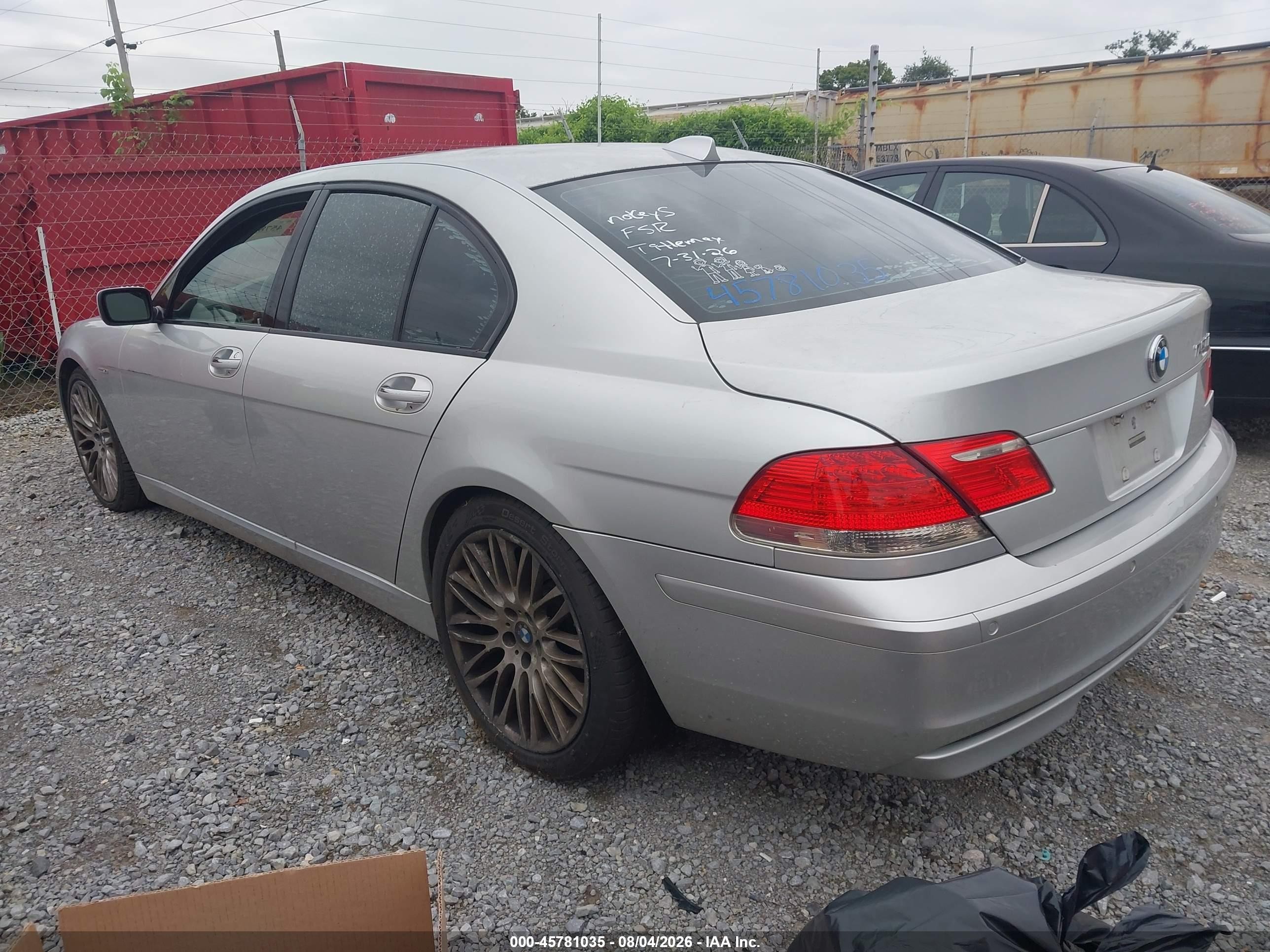 2007 Bmw 750i   Silver vin: WBAHL83517DT10920