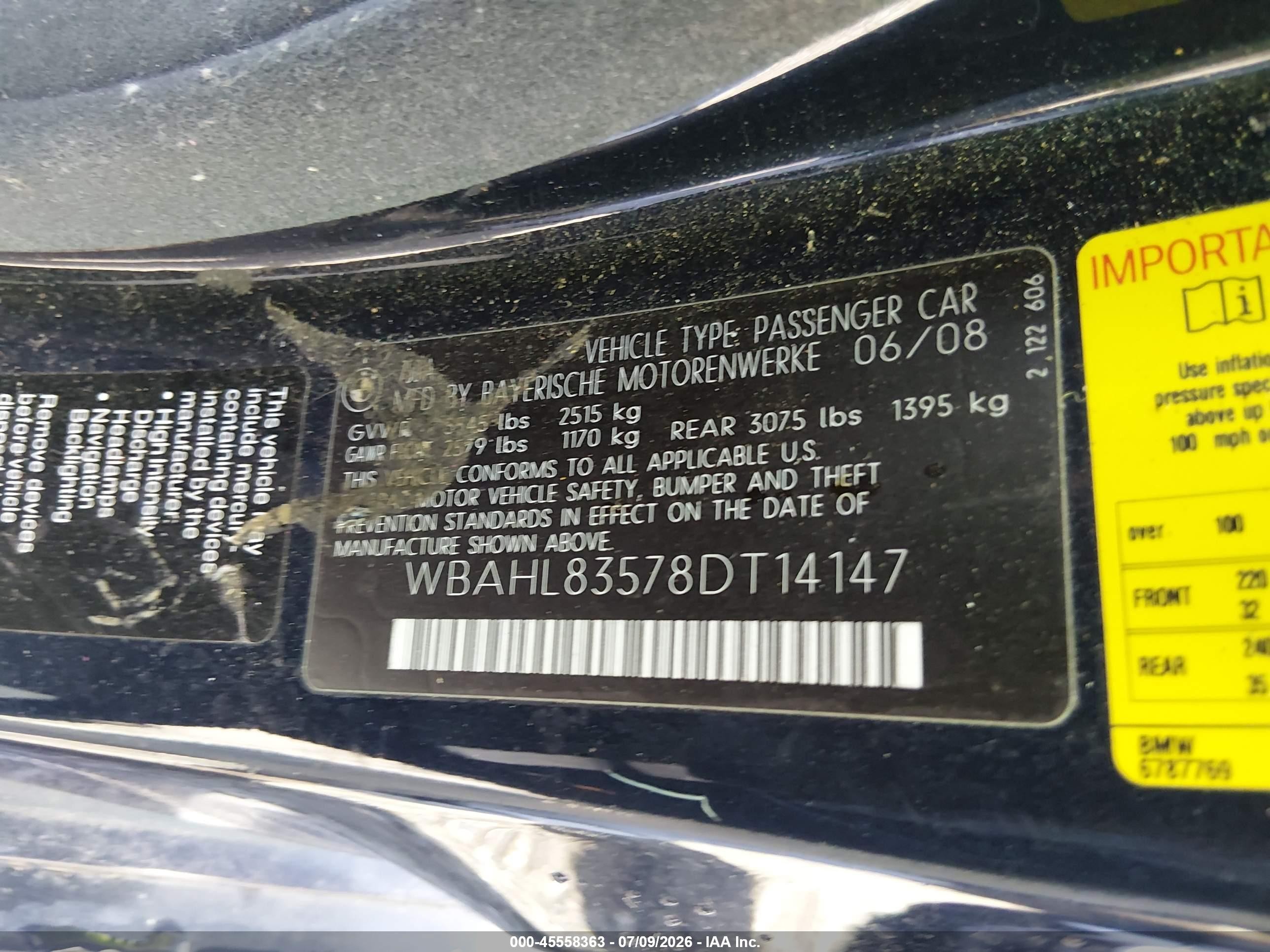2008 Bmw 750i   Navy vin: WBAHL83578DT14147