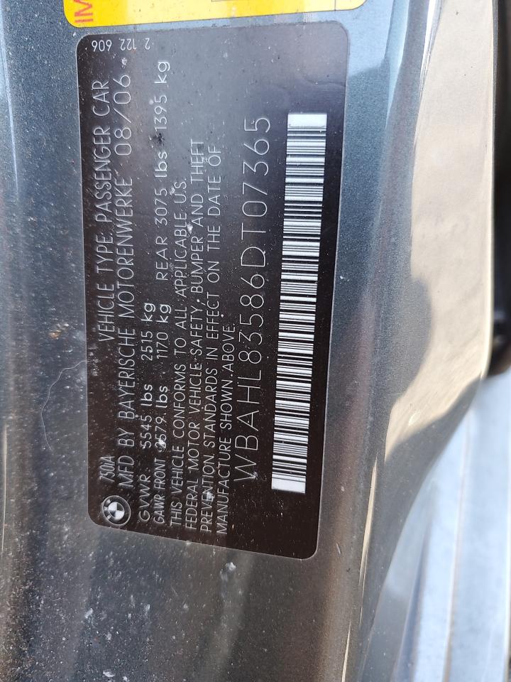 2006 Bmw 750 I Gray vin: WBAHL83586DT07365