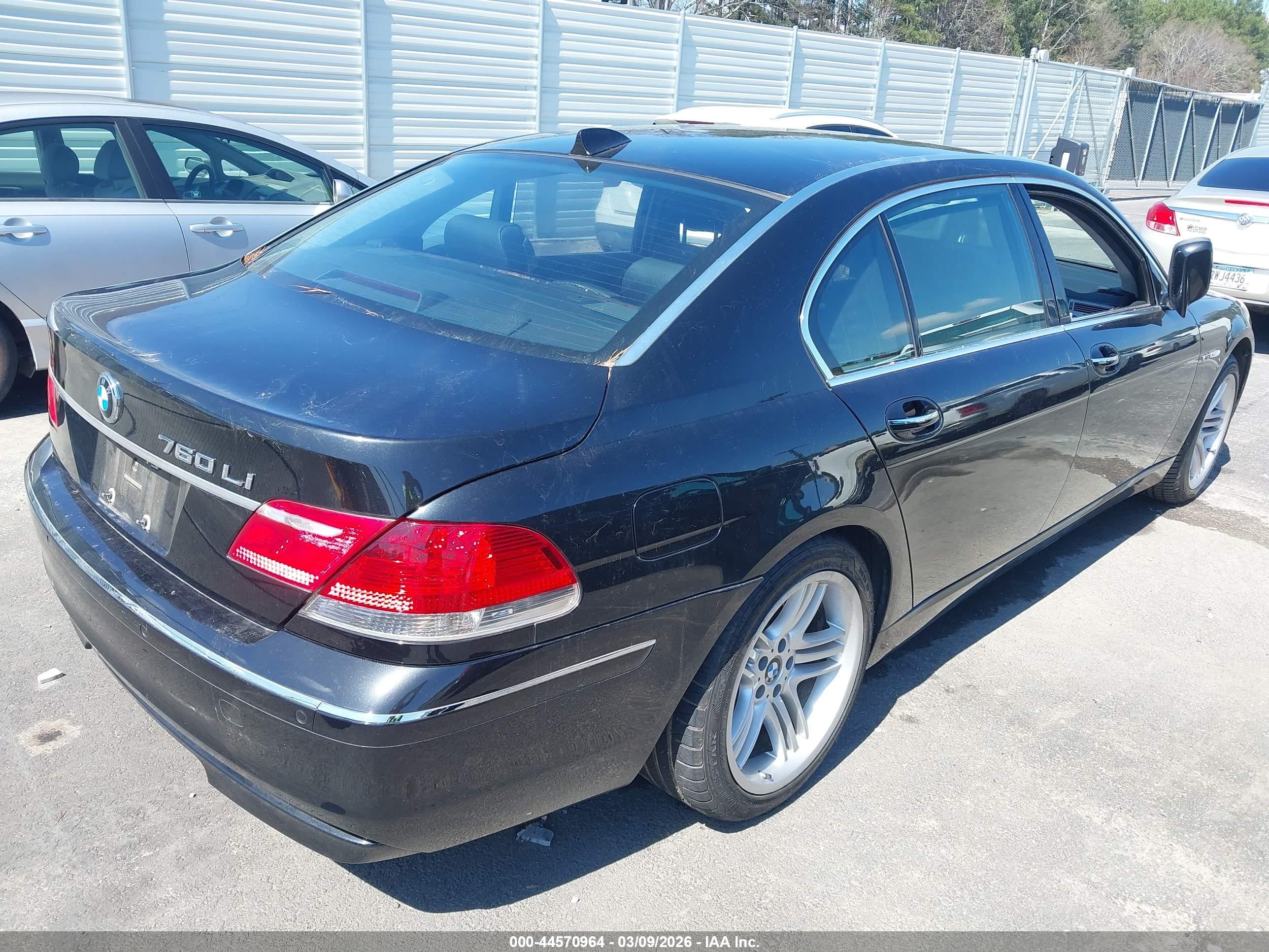 2007 Bmw 760li   Black vin: WBAHN03587DD98749