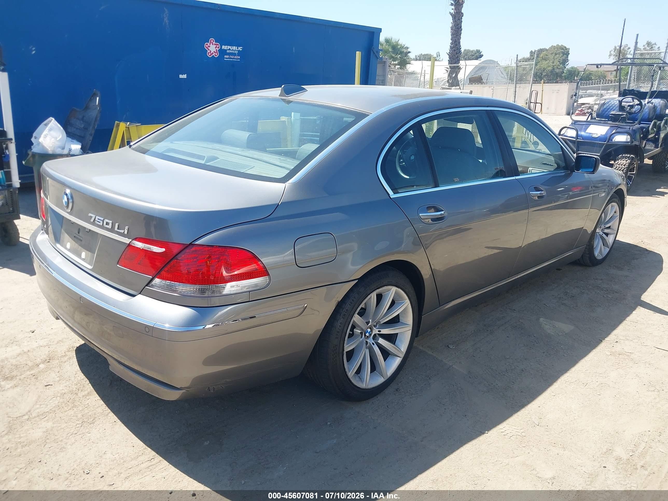 2007 Bmw 750li   Gray vin: WBAHN83517DT76118