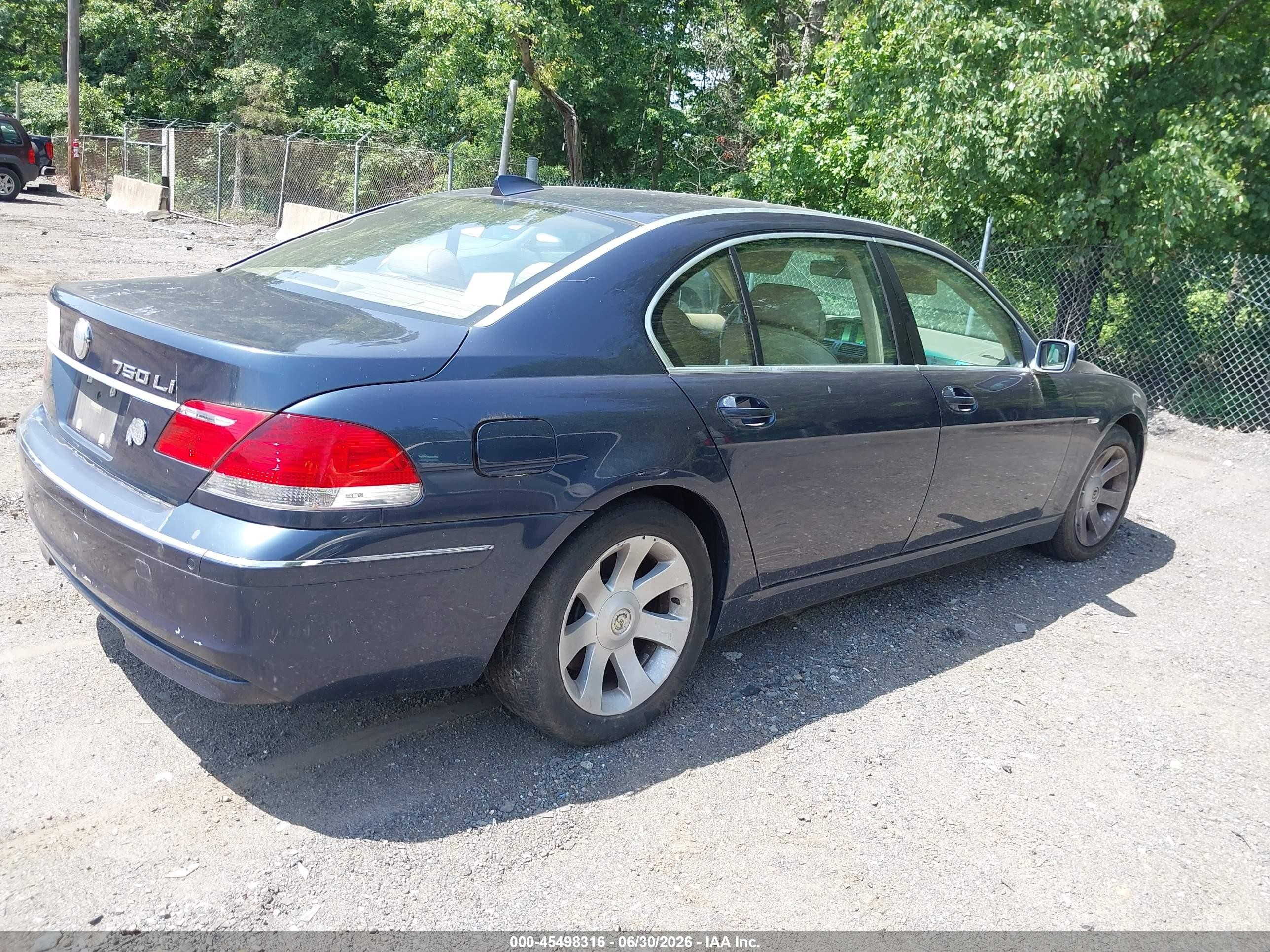 2006 Bmw 750 Li Blue vin: WBAHN83536DT26836