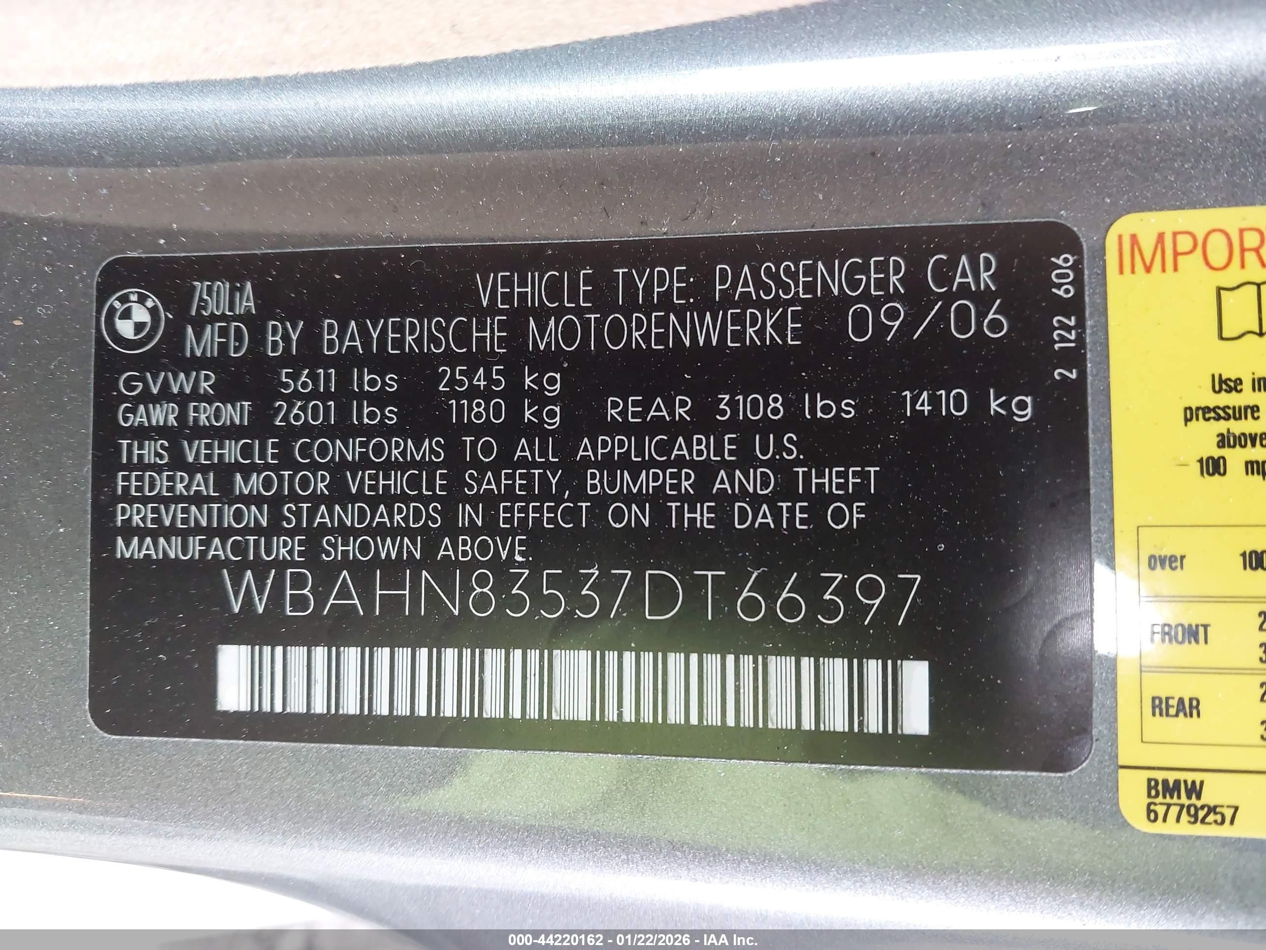 2007 Bmw 750li   Gray vin: WBAHN83537DT66397