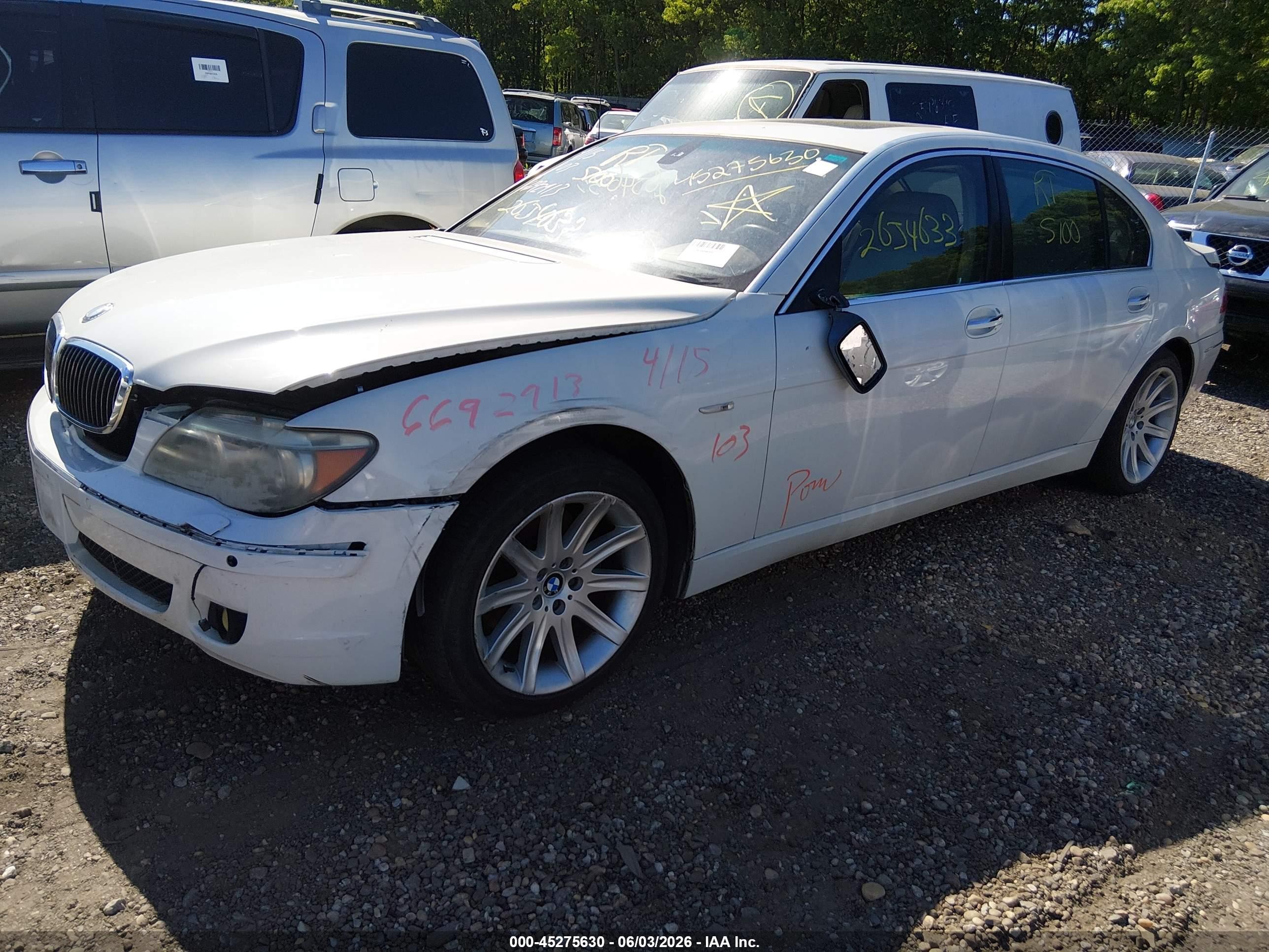 2006 Bmw 750li   White vin: WBAHN83556DT25364