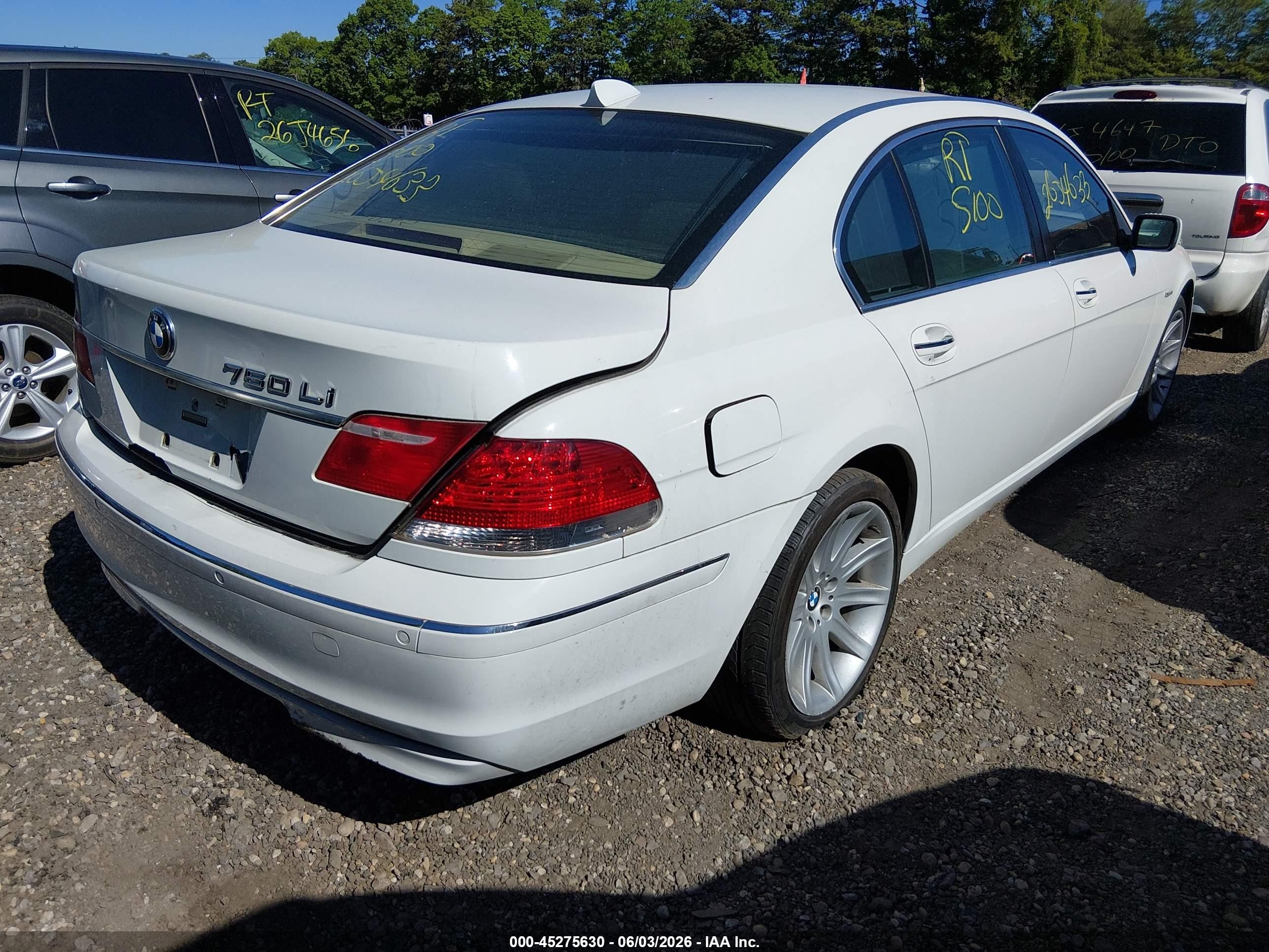 2006 Bmw 750li   White vin: WBAHN83556DT25364