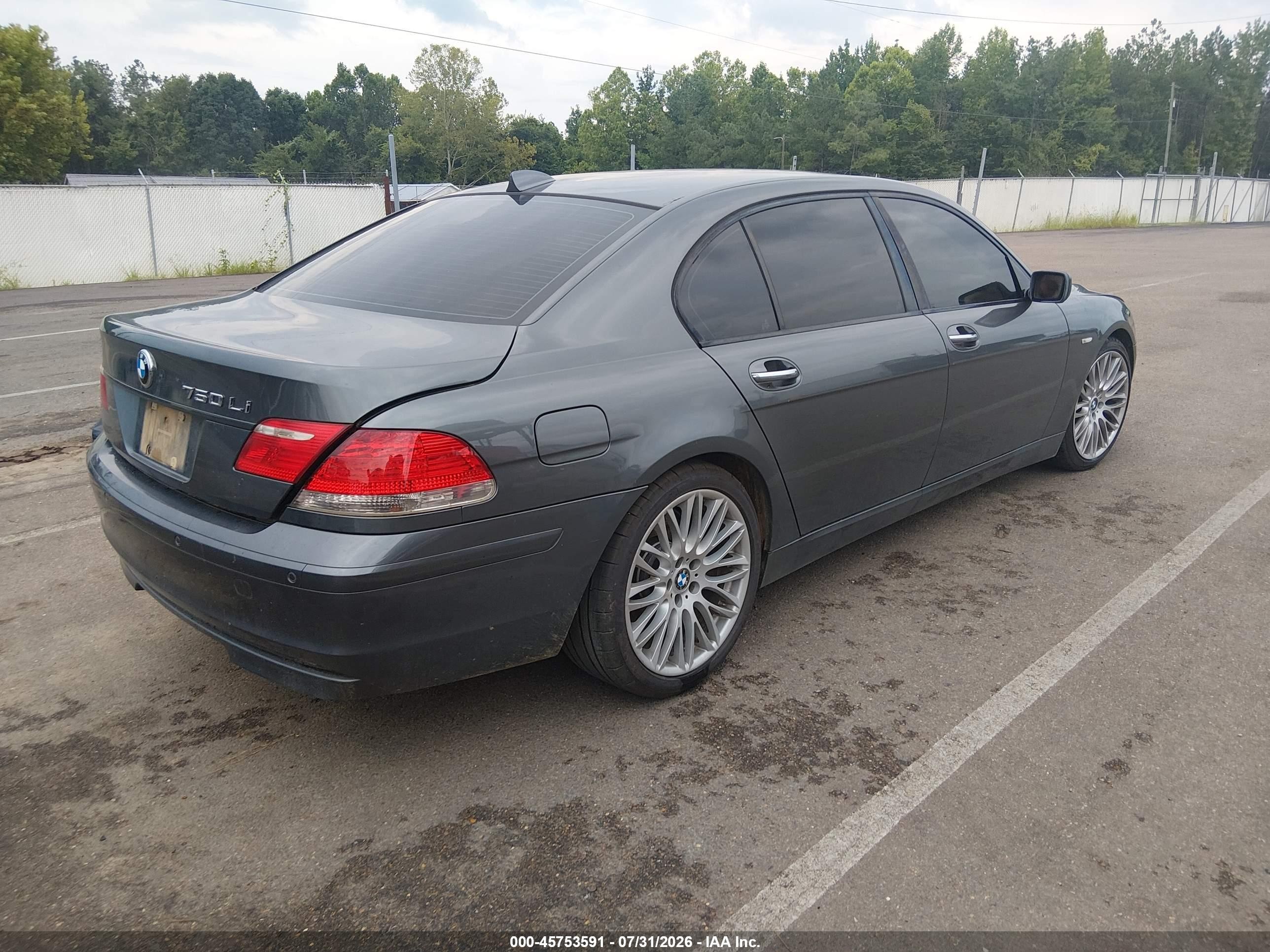 2007 Bmw 750li   Gray vin: WBAHN83557DT69091