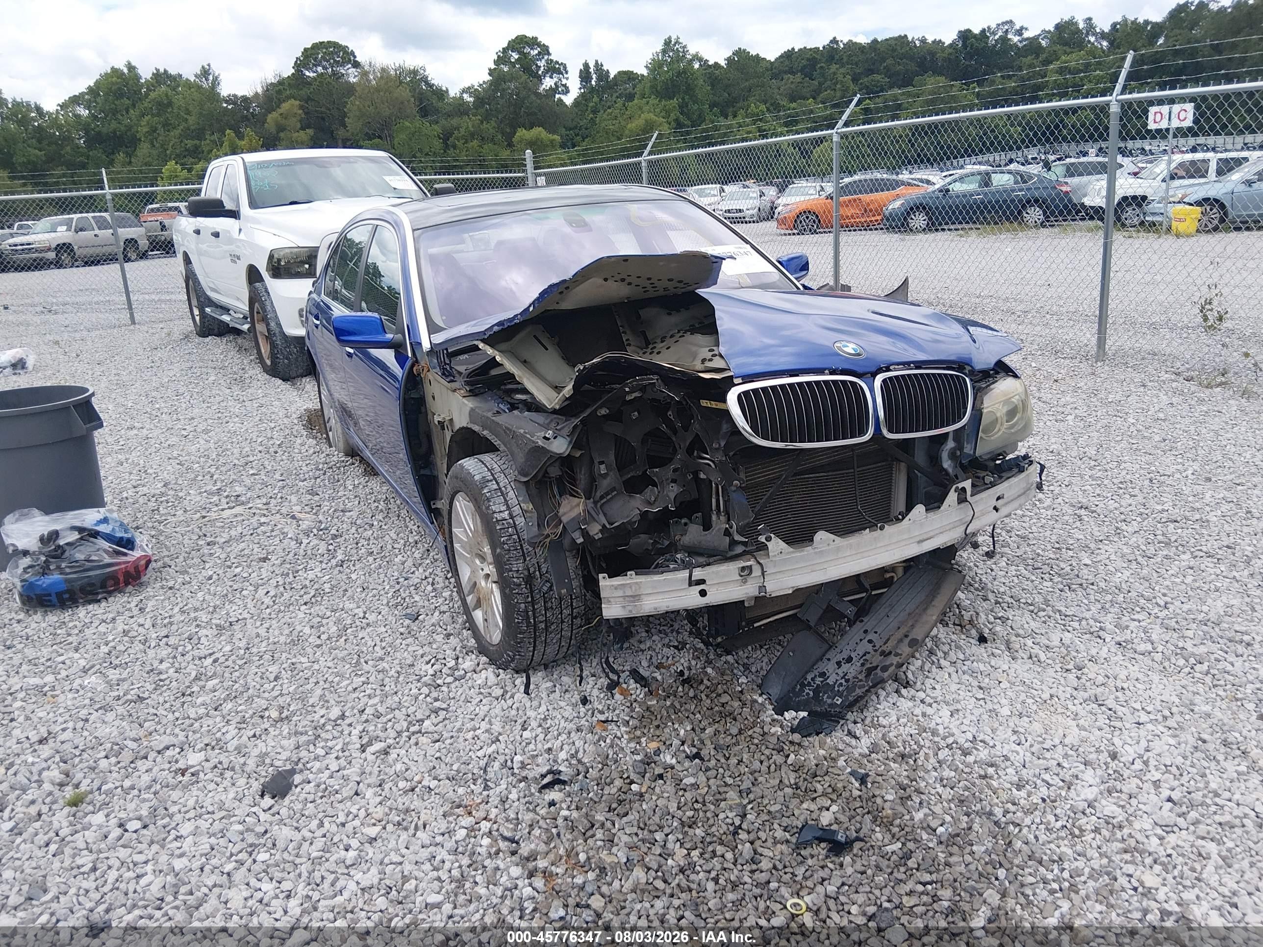 2008 Bmw 750li Blue vin: WBAHN83558DT78150
