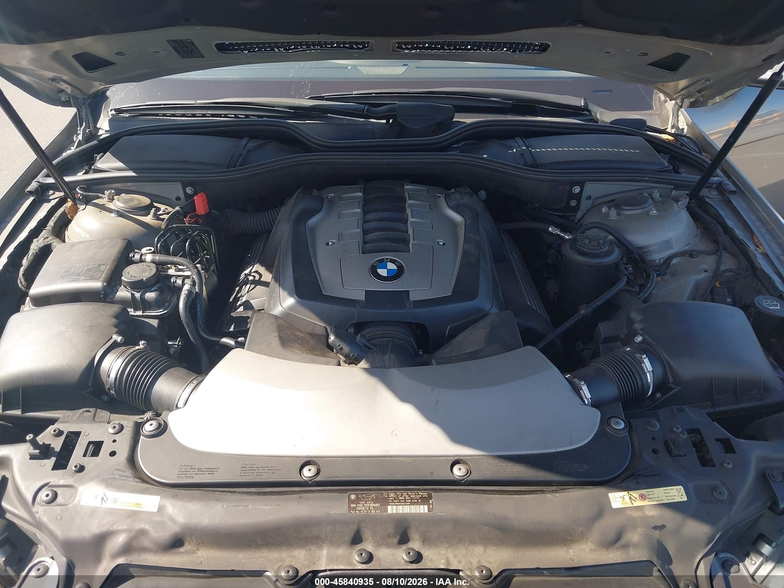 2008 Bmw 750li   Серый vin: WBAHN83568DT78819