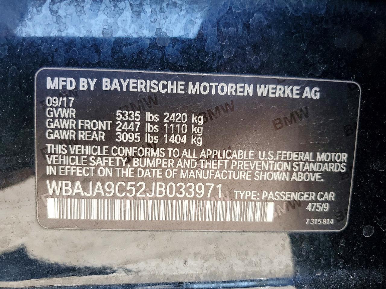 2018 Bmw 530e Black vin: WBAJA9C52JB033971