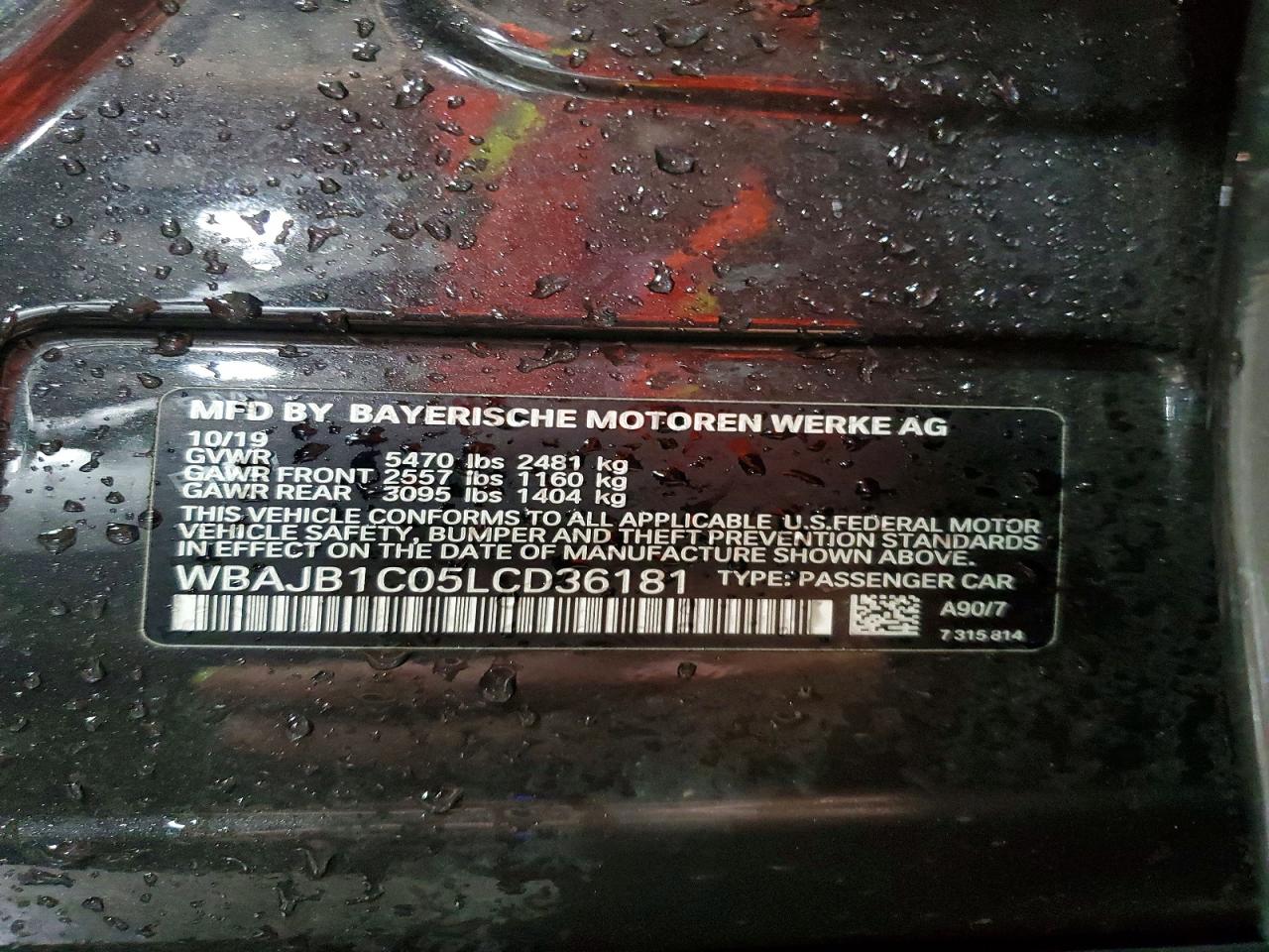2020 Bmw 530xe Charcoal vin: WBAJB1C05LCD36181