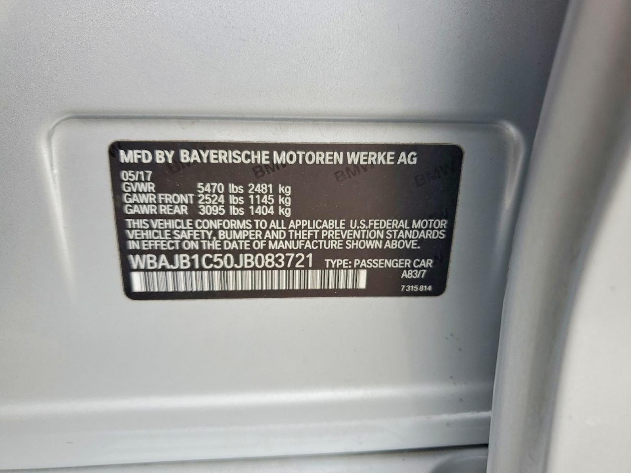 2018 Bmw 530xe Silver vin: WBAJB1C50JB083721