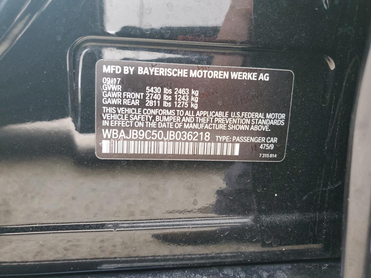 2018 Bmw M550xi Black vin: WBAJB9C50JB036218