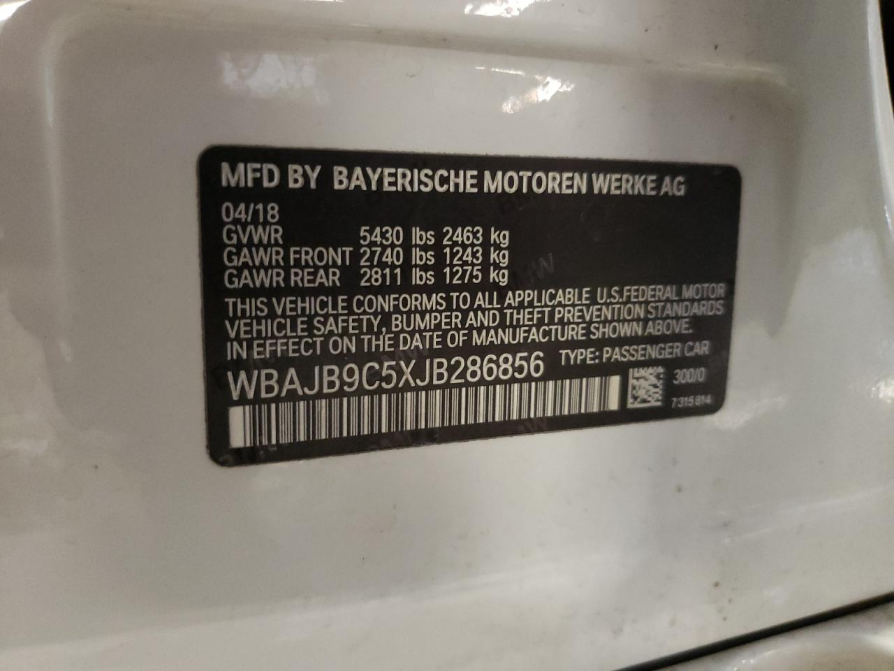 2018 Bmw M550xi White vin: WBAJB9C5XJB286856