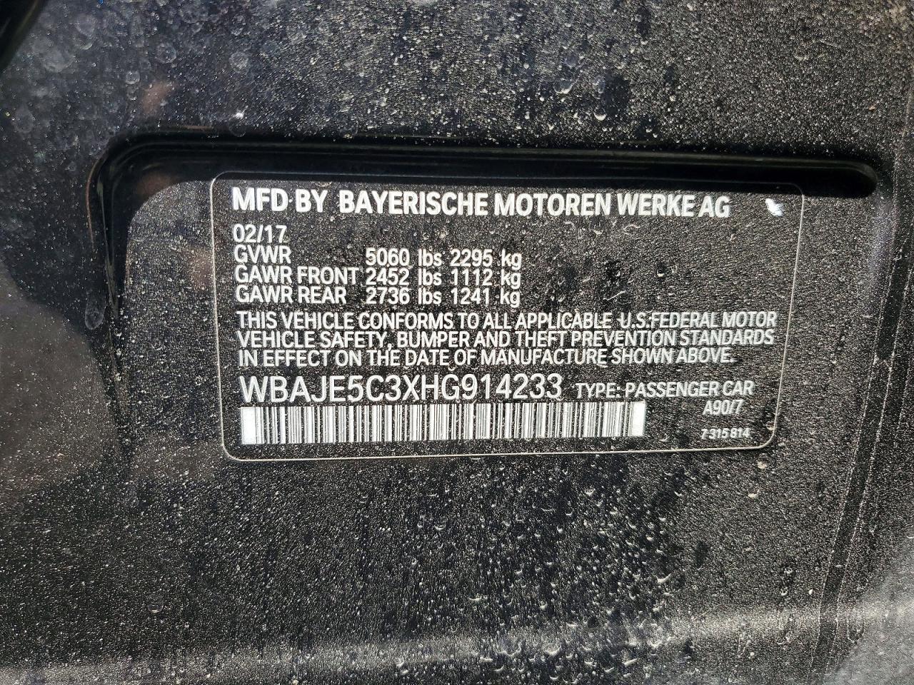 2017 Bmw 540 I Black vin: WBAJE5C3XHG914233
